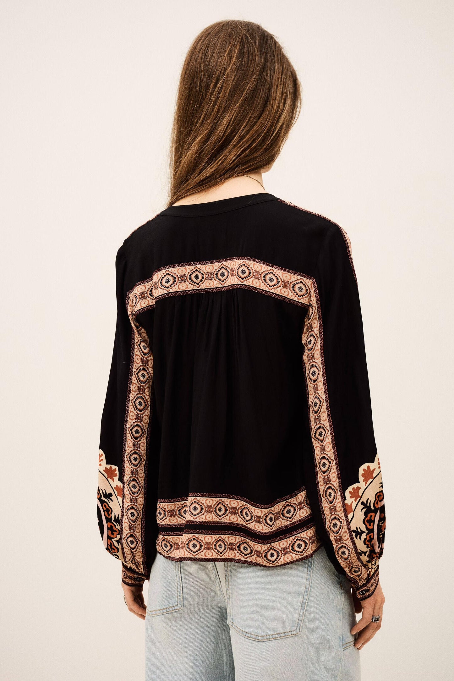 ba&sh Loose Patterned Shirt Valda Gray
