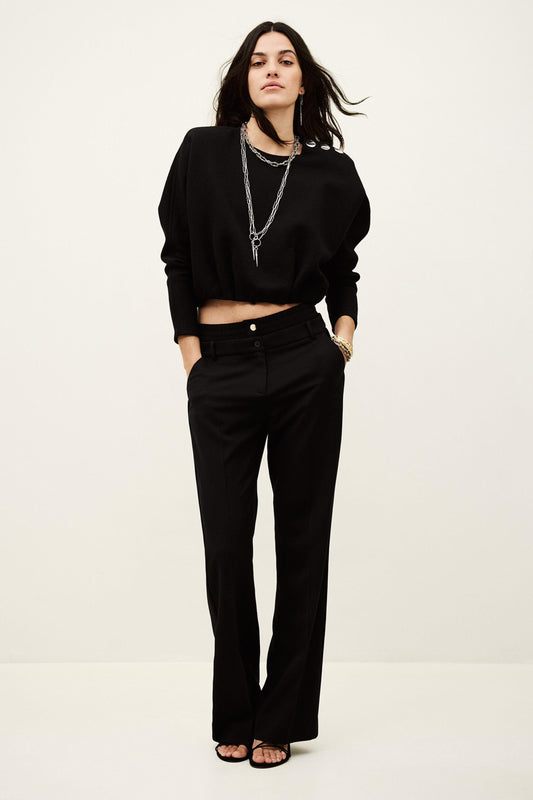 ba&sh Kimono-Style Puffed Top Branny Black