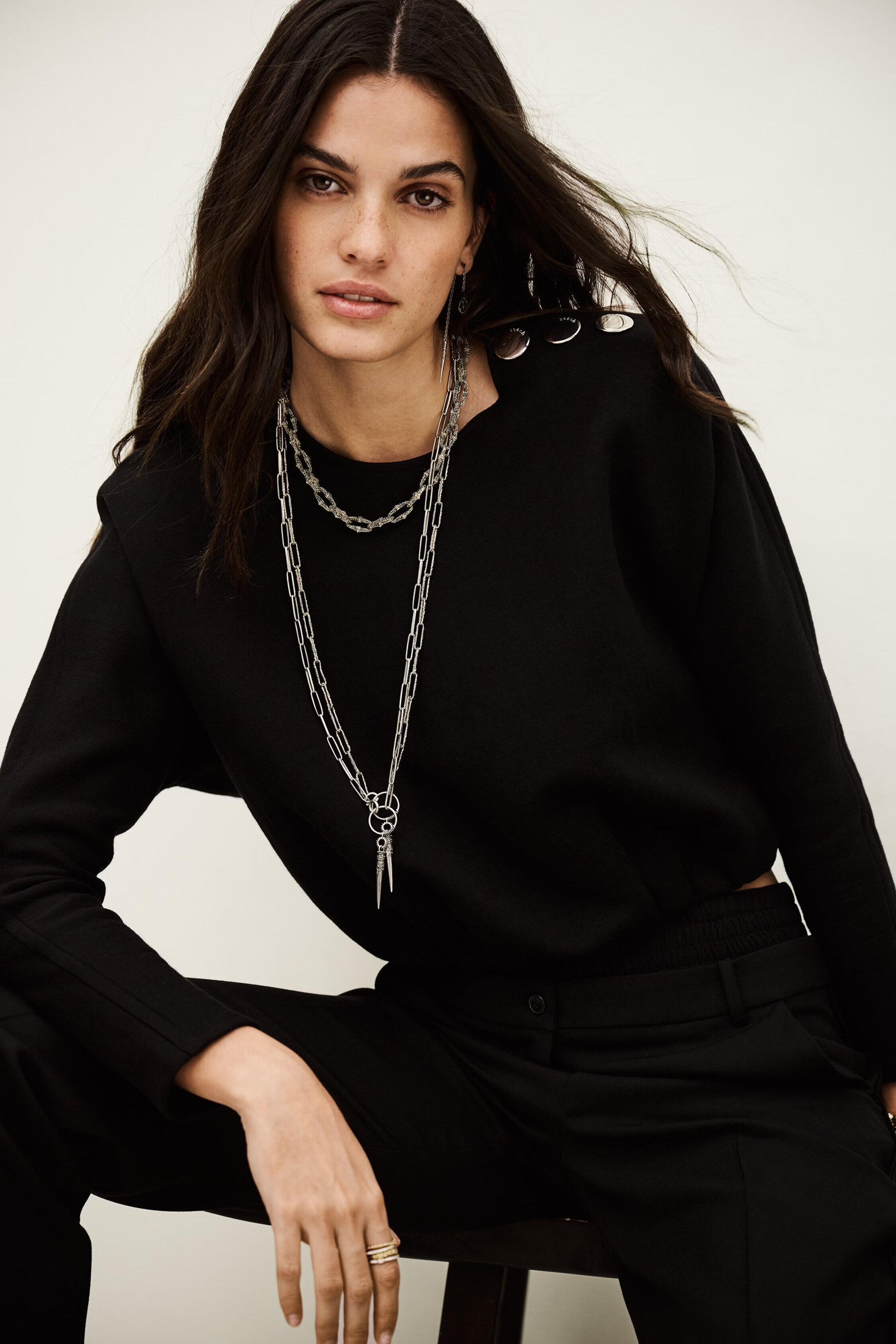 ba&sh Kimono-Style Puffed Top Branny Black