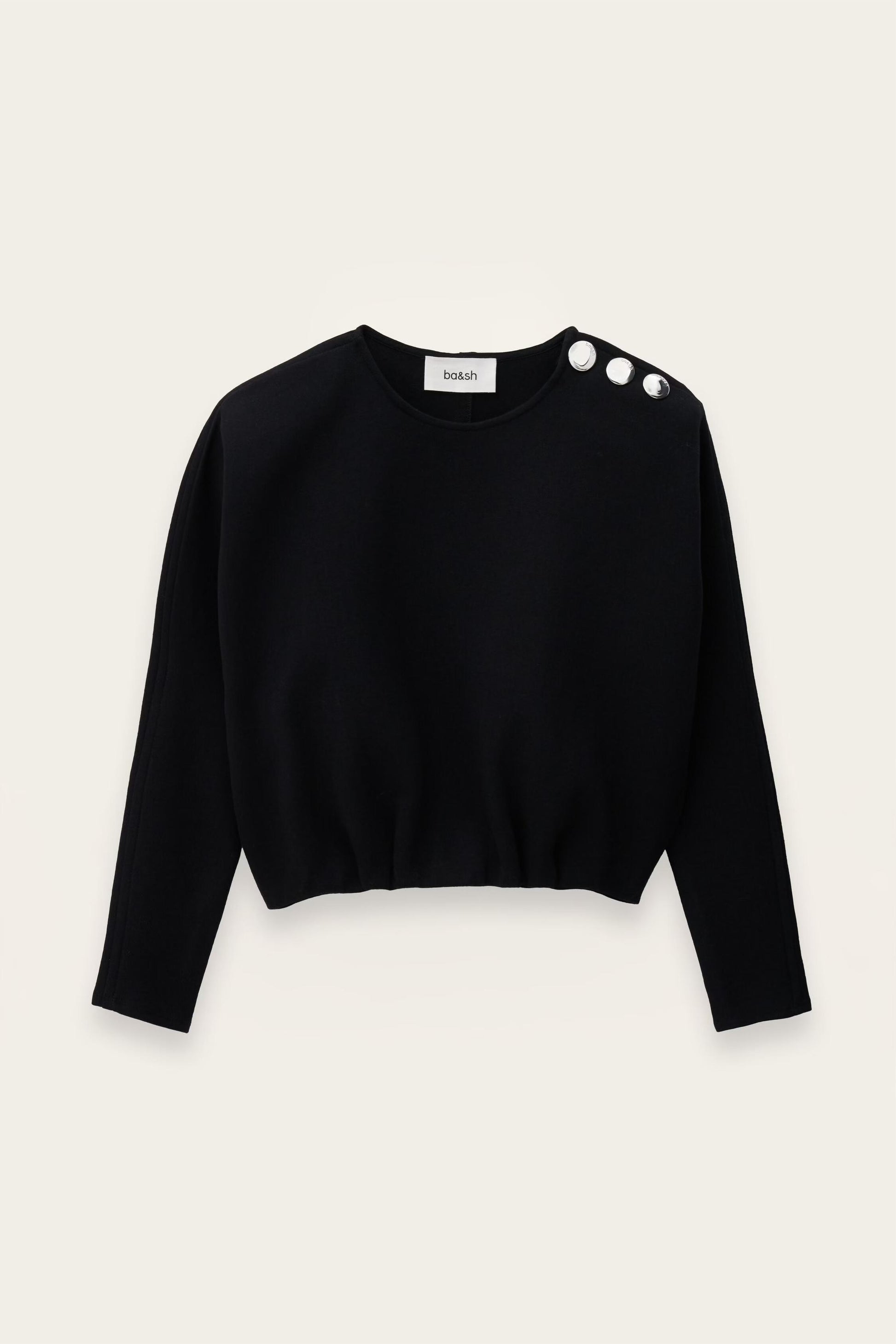 ba&sh Kimono-Style Puffed Top Branny Black
