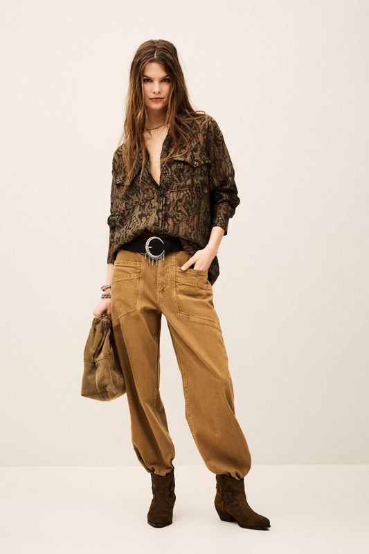 ba&sh Bohemian Oversize Shirt Tao Green