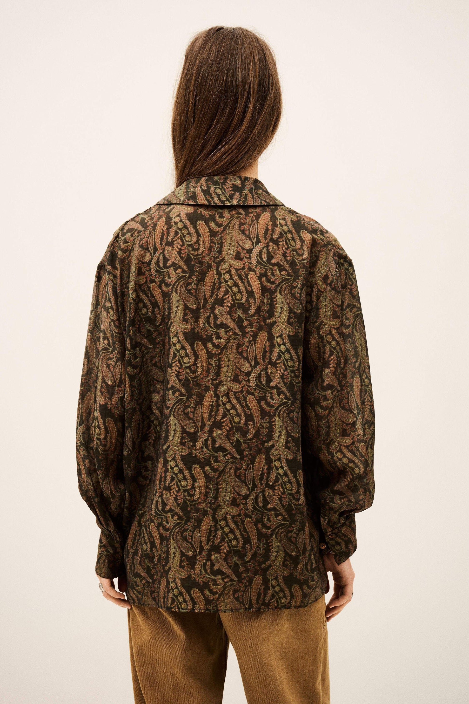 ba&sh Bohemian Oversize Shirt Tao Green