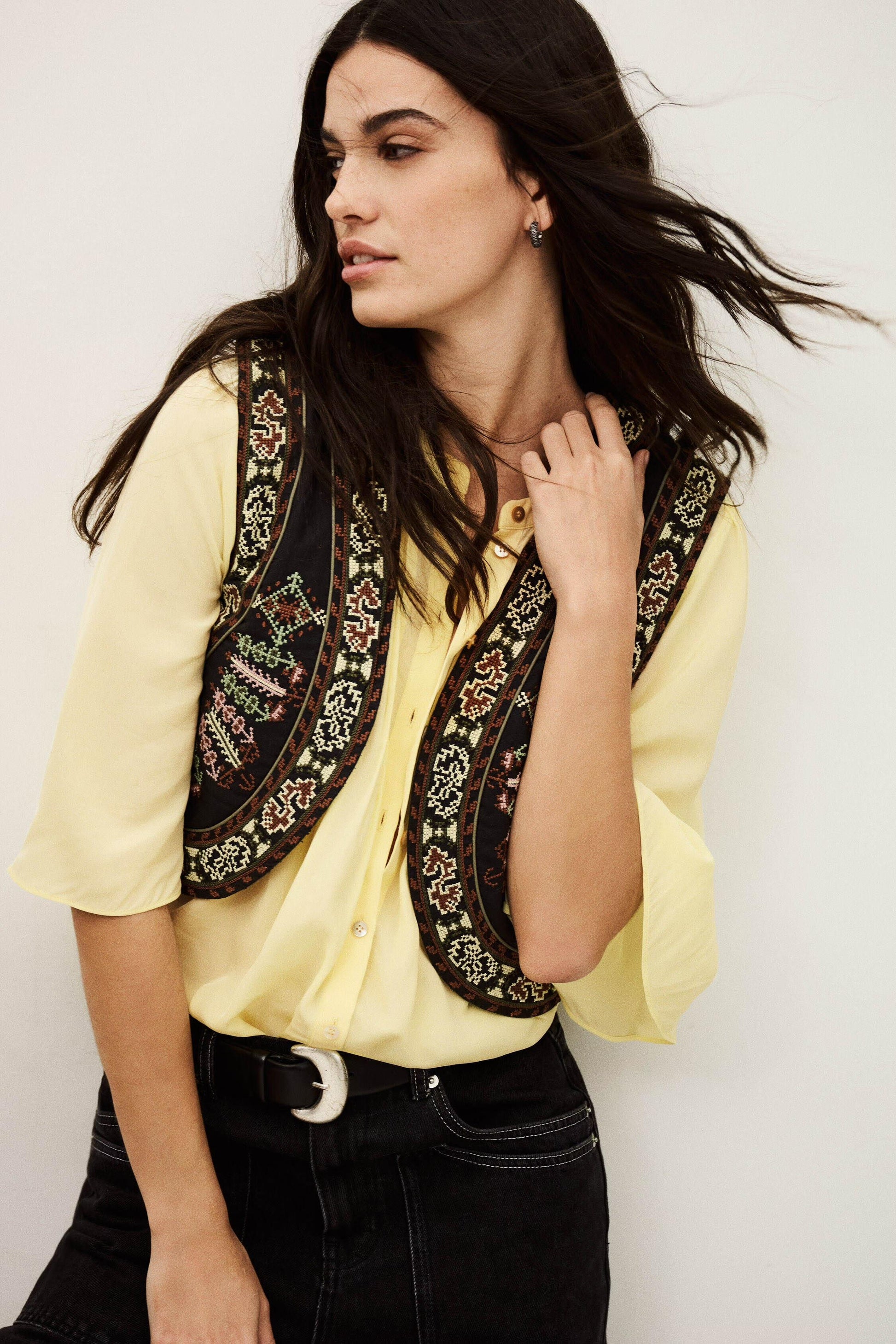 ba&sh Flowy Shirt Barna Yellow