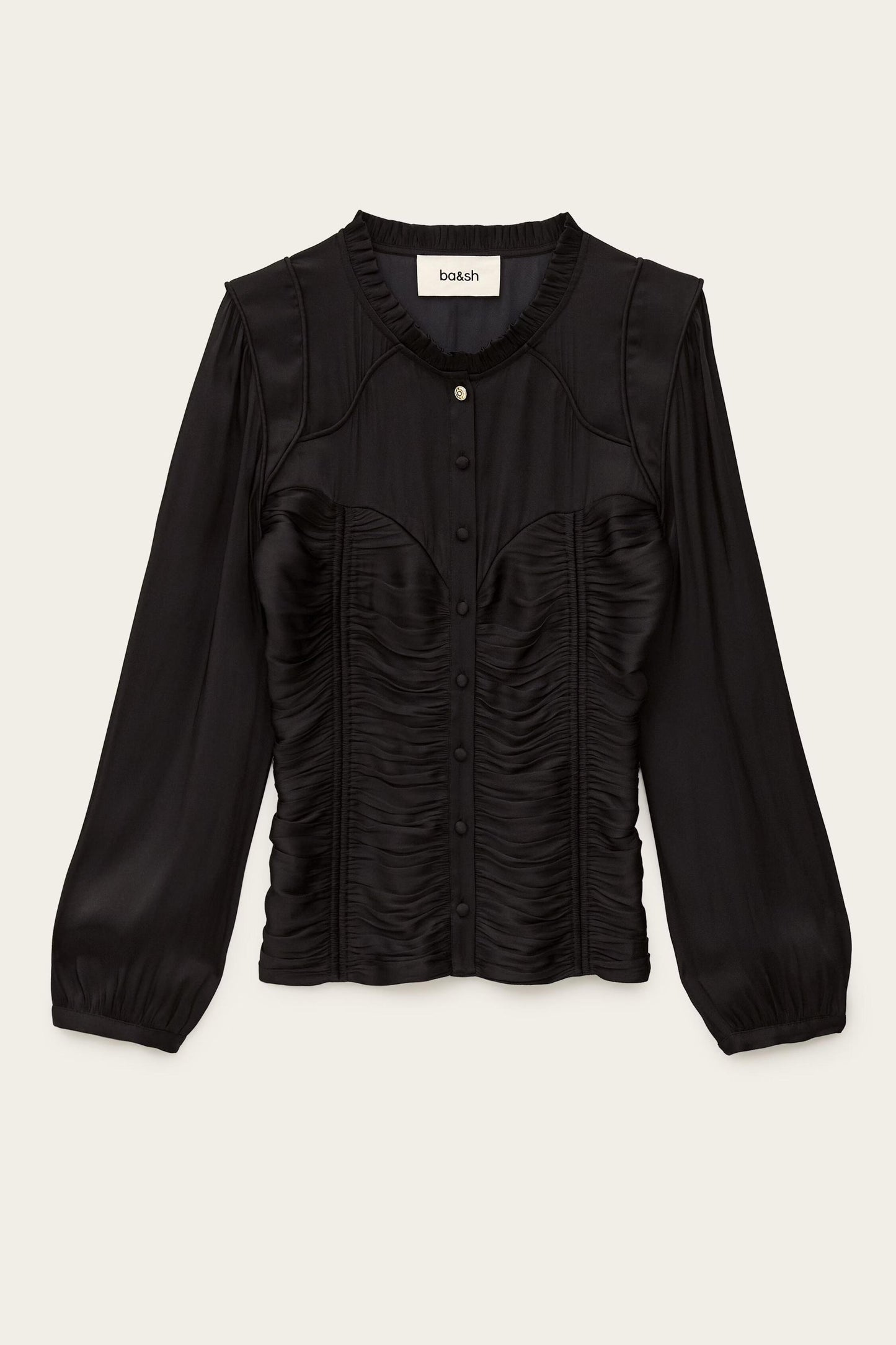 ba&sh Fitted Satin-Finish Top Cimila Black