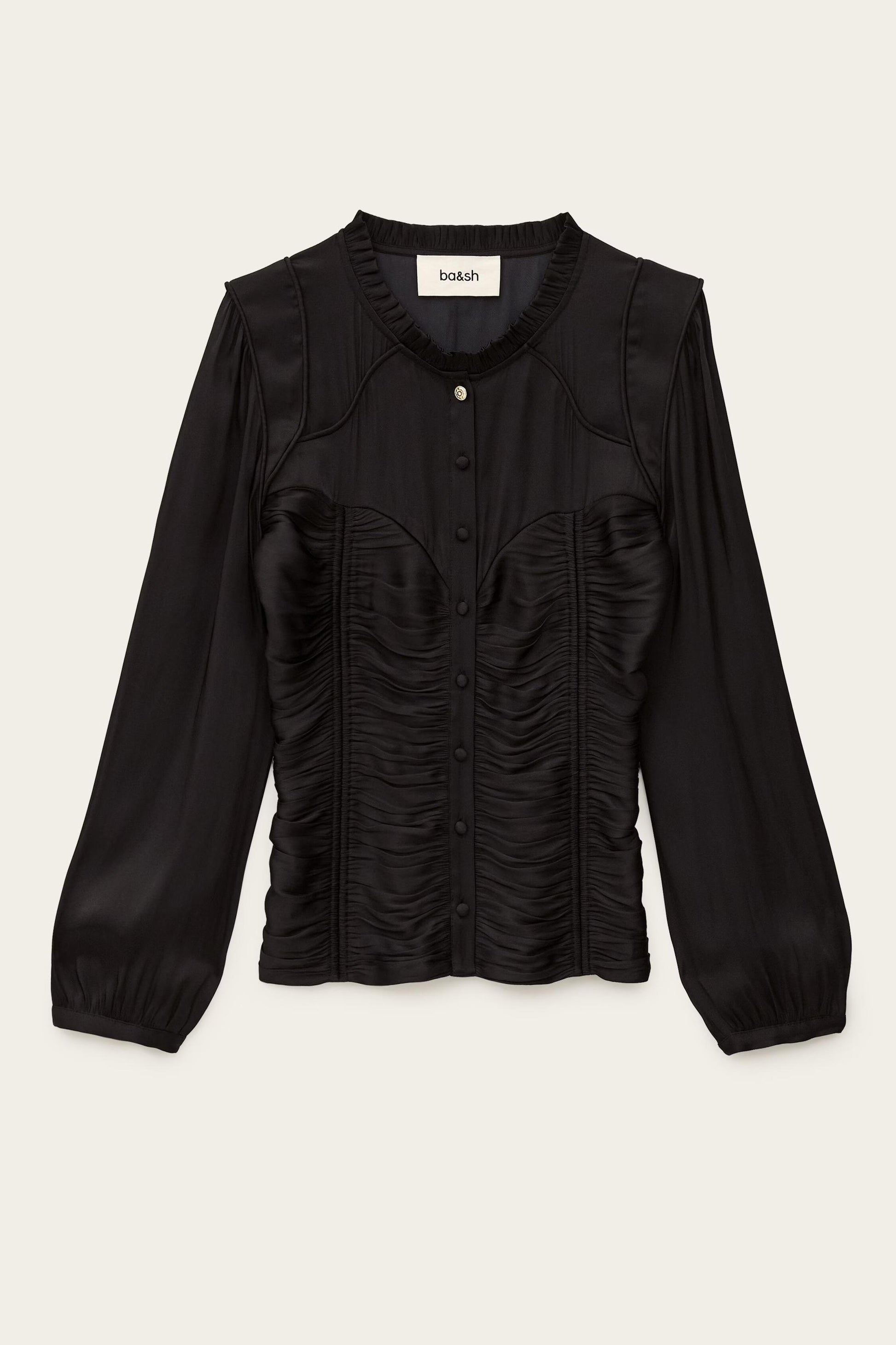 ba&sh Fitted Satin-Finish Top Cimila Black