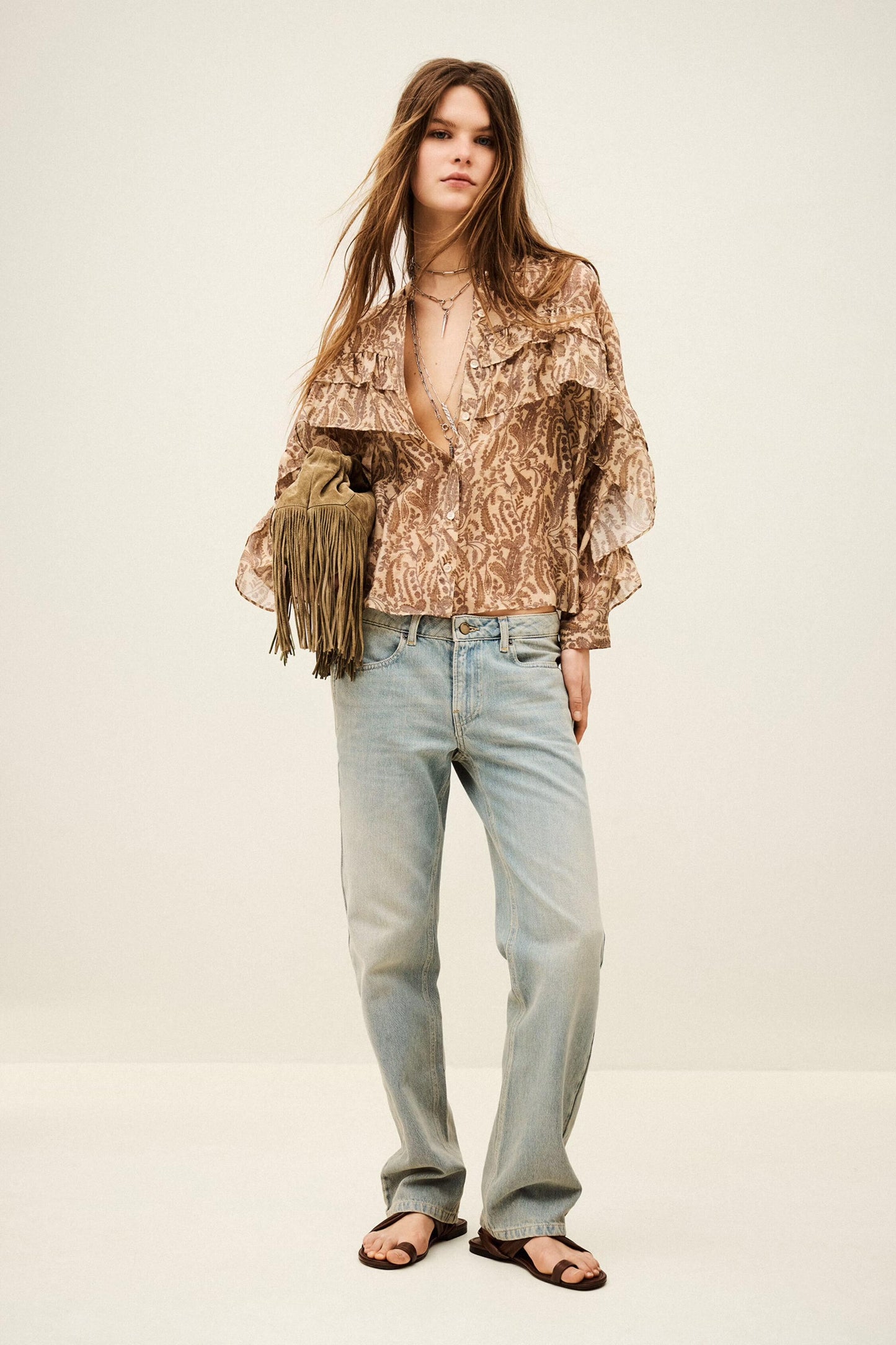 ba&sh Classic Ruffle Shirt Tunella Off-White