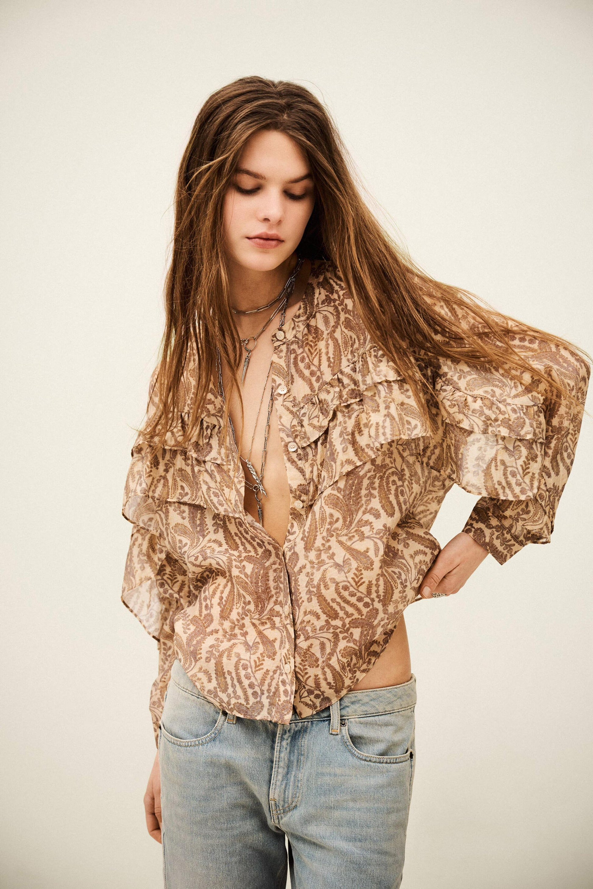 ba&sh Classic Ruffle Shirt Tunella Off-White