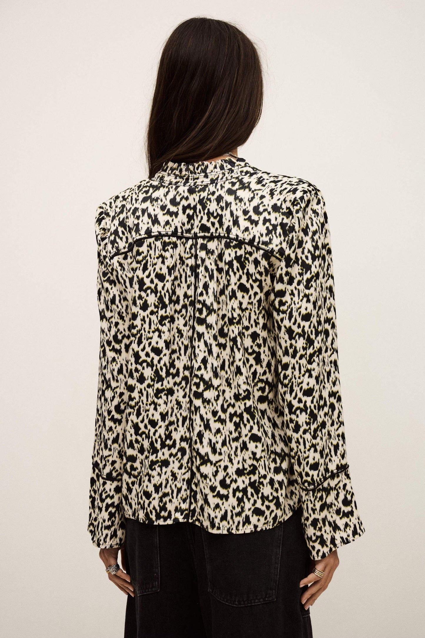 ba&sh Long Patterned Blouse Pia Off-White