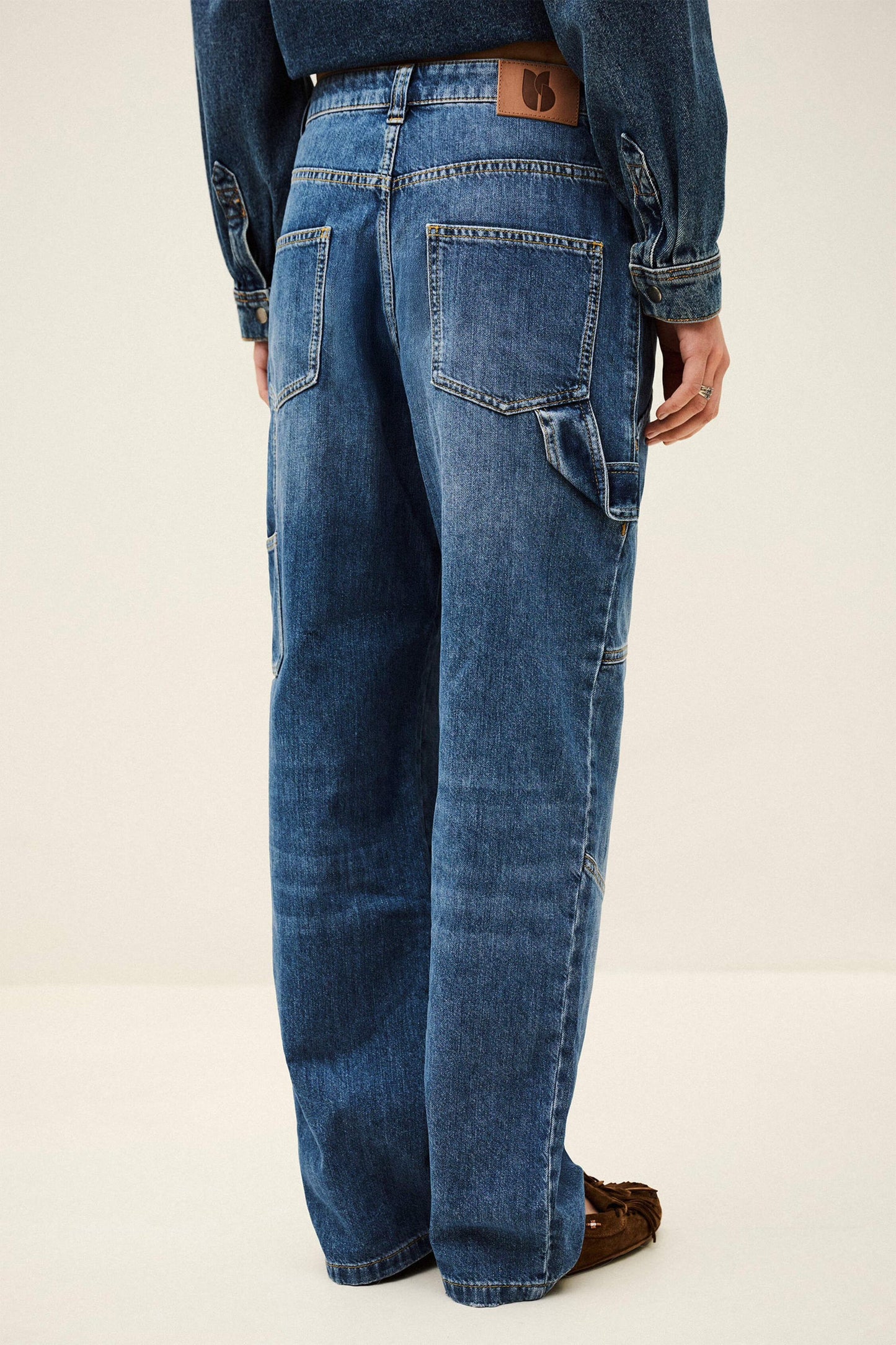 ba&sh Textured Cargo Jeans Moyce Blue