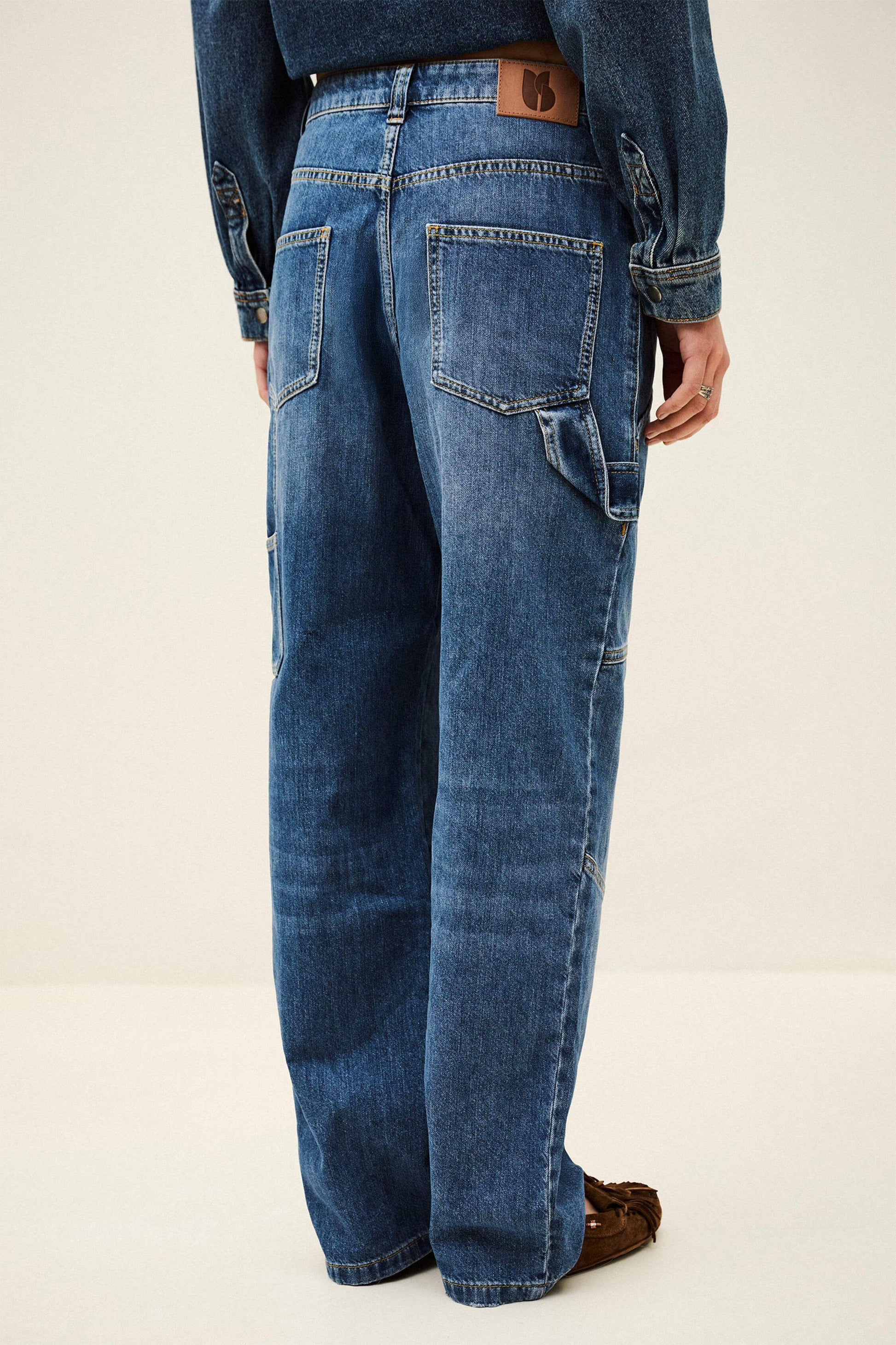 ba&sh Textured Cargo Jeans Moyce Blue