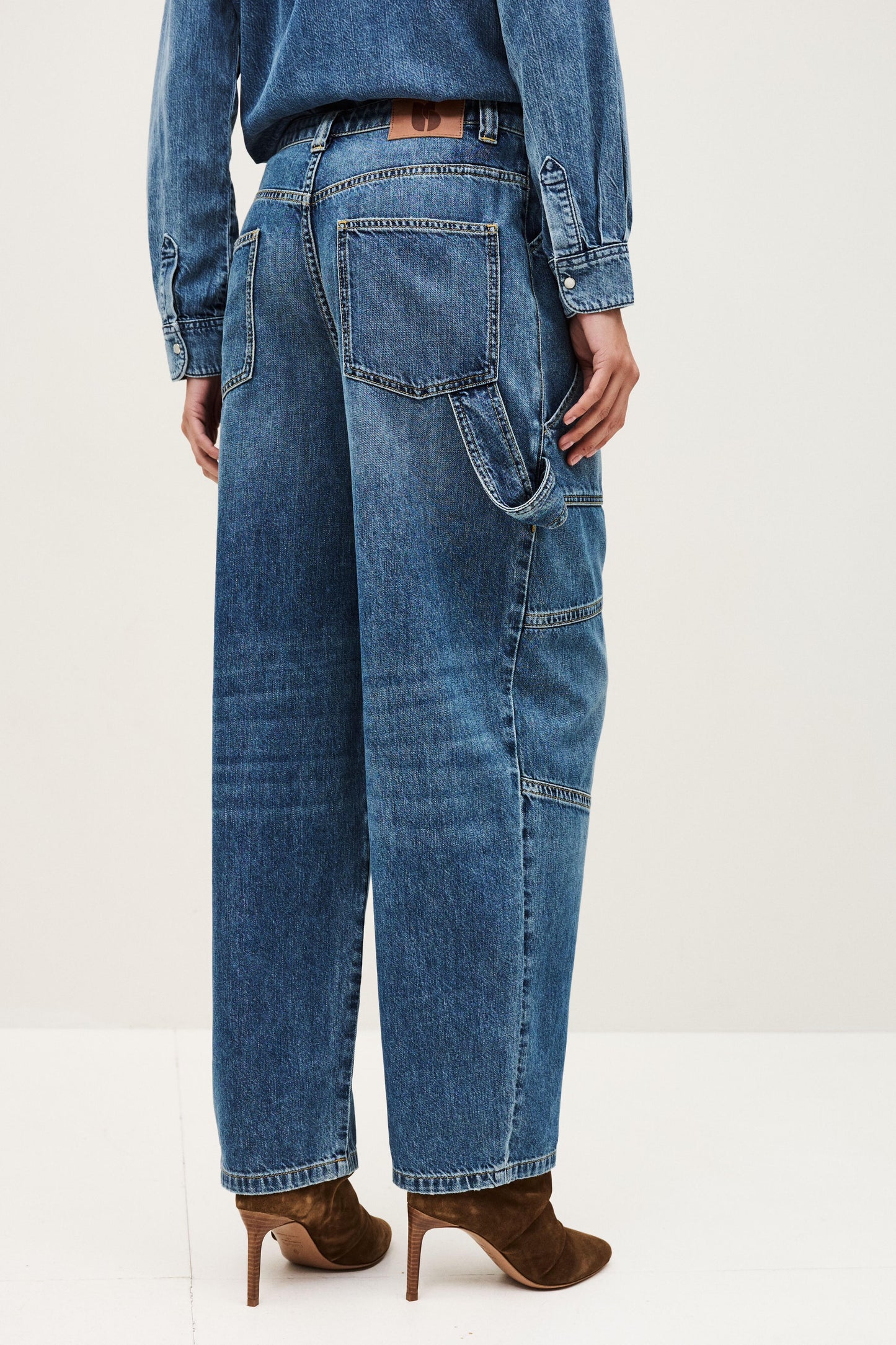 ba&sh Textured Cargo Jeans Moyce Blue