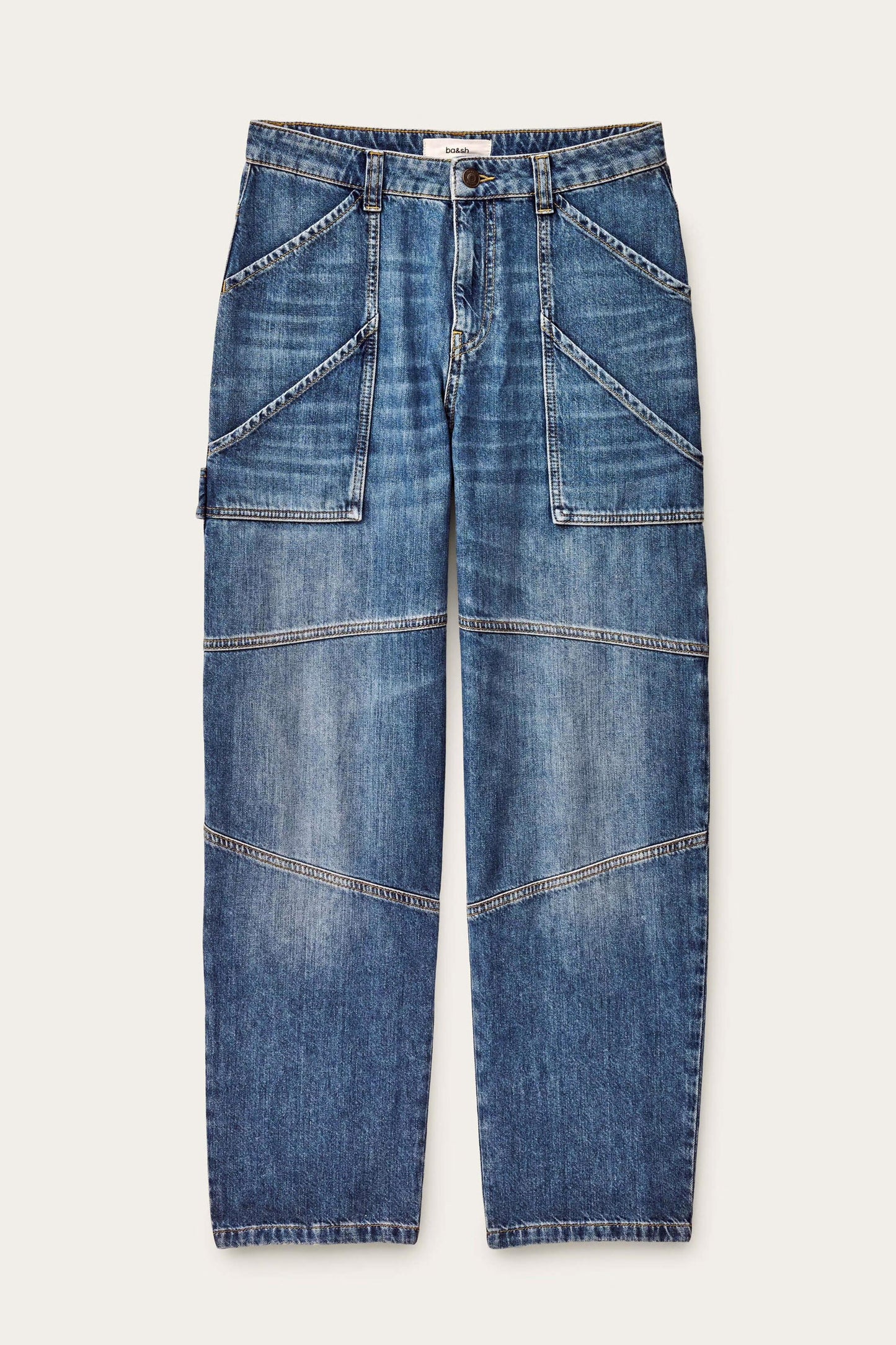 ba&sh Textured Cargo Jeans Moyce Blue