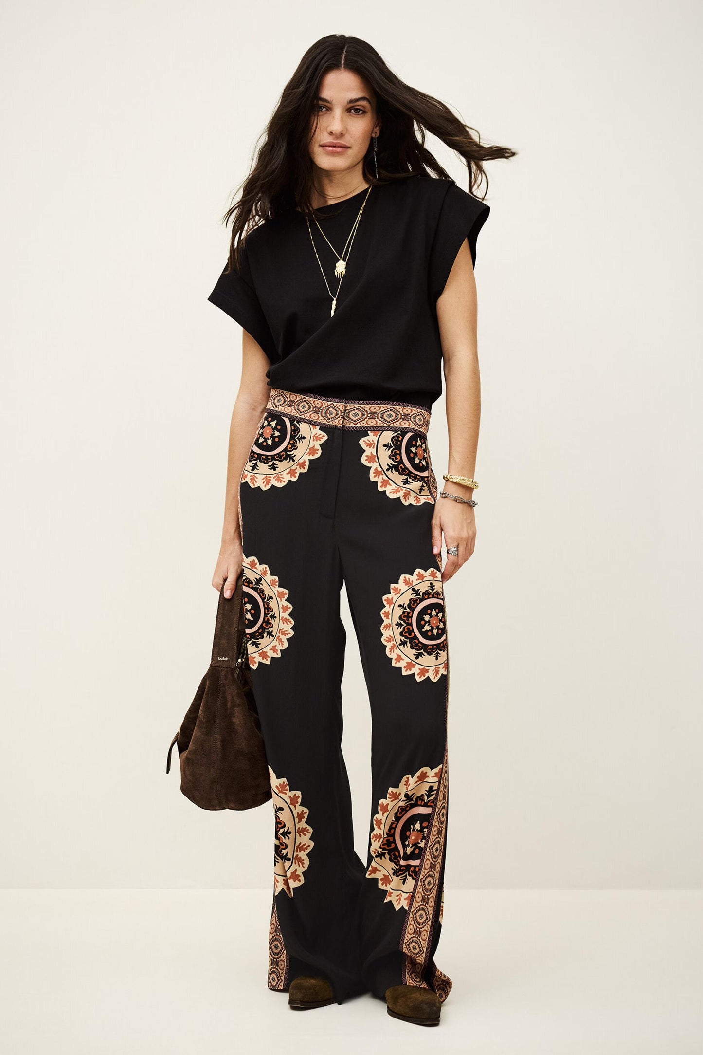 ba&sh Patterned Flared Pants Valla Gray