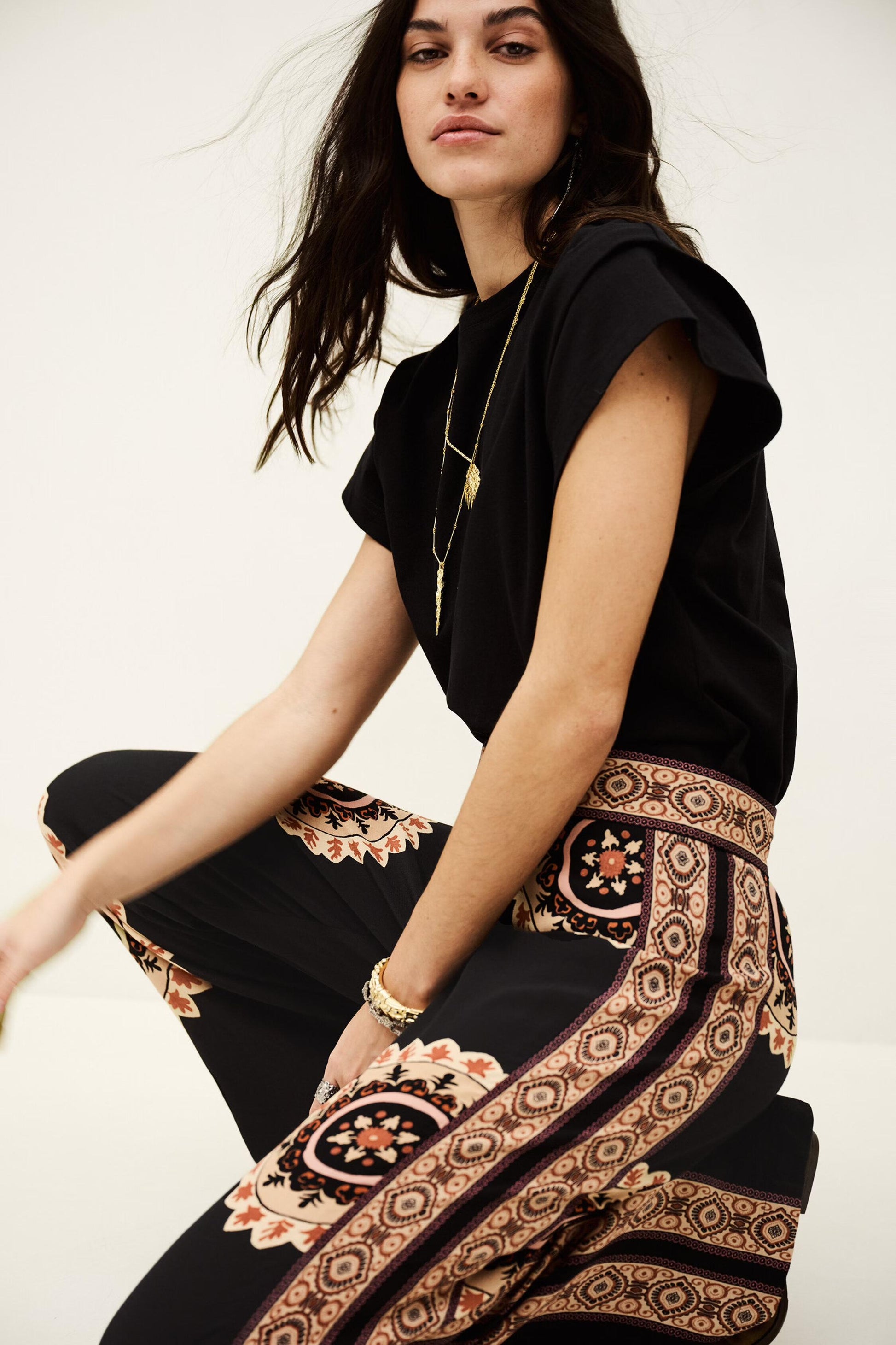 ba&sh Patterned Flared Pants Valla Gray