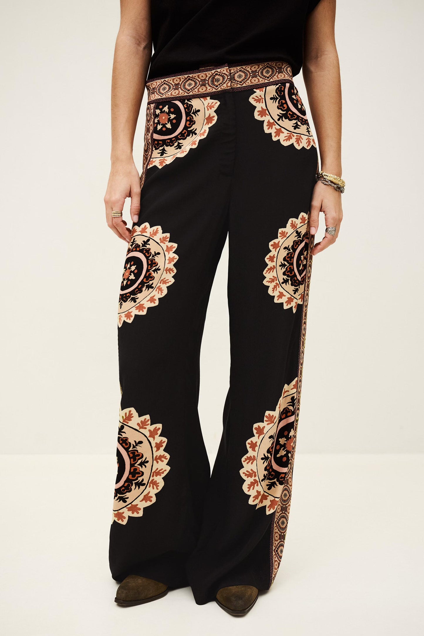 ba&sh Patterned Flared Pants Valla Gray