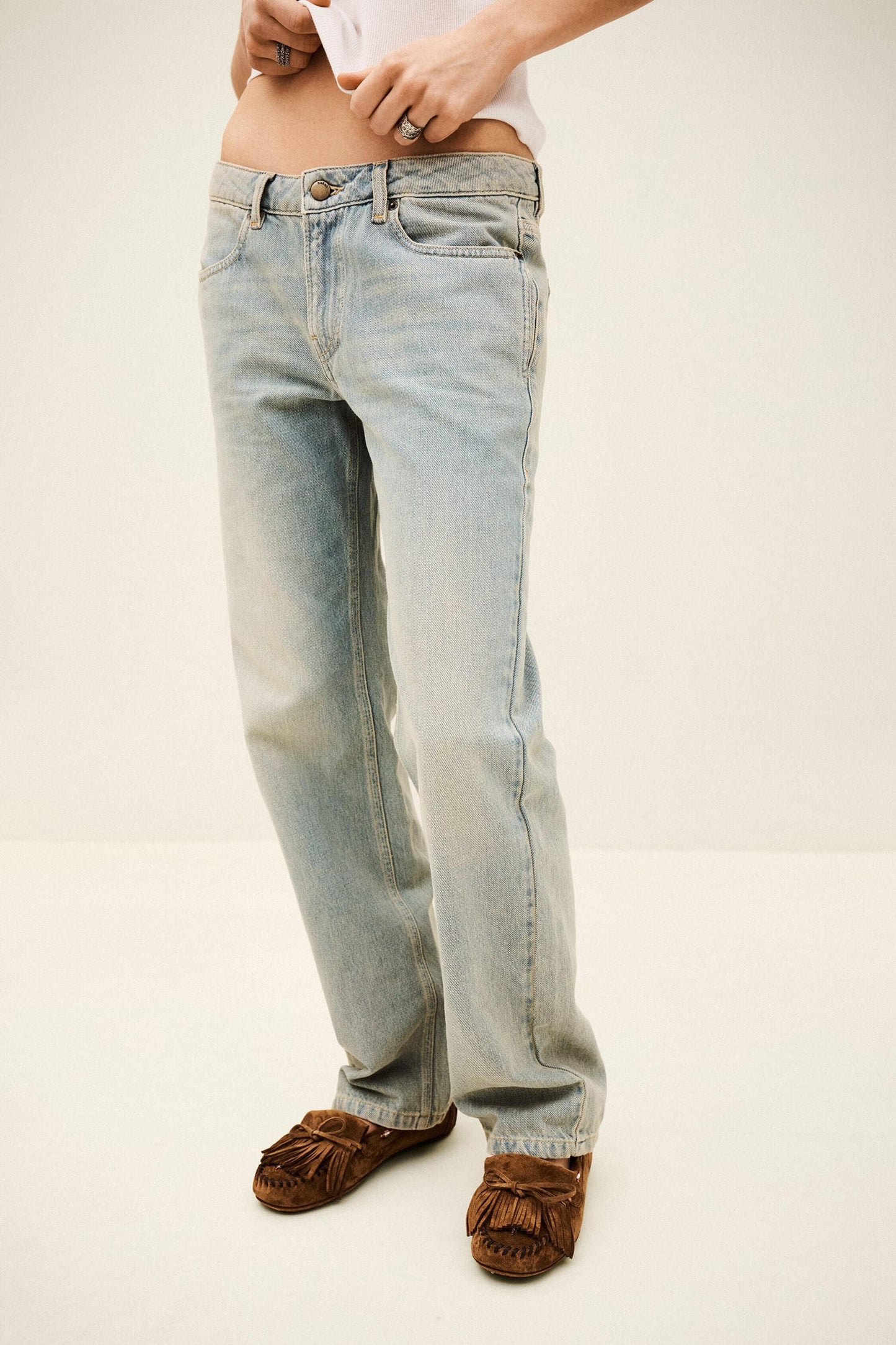 ba&sh Straight-Fit Waisted Pants Cenos Blue