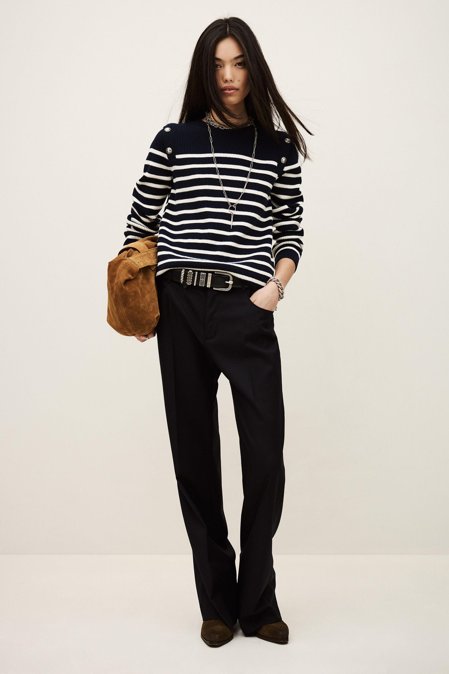 ba&sh Bootcut Wool Pants Nives Blue