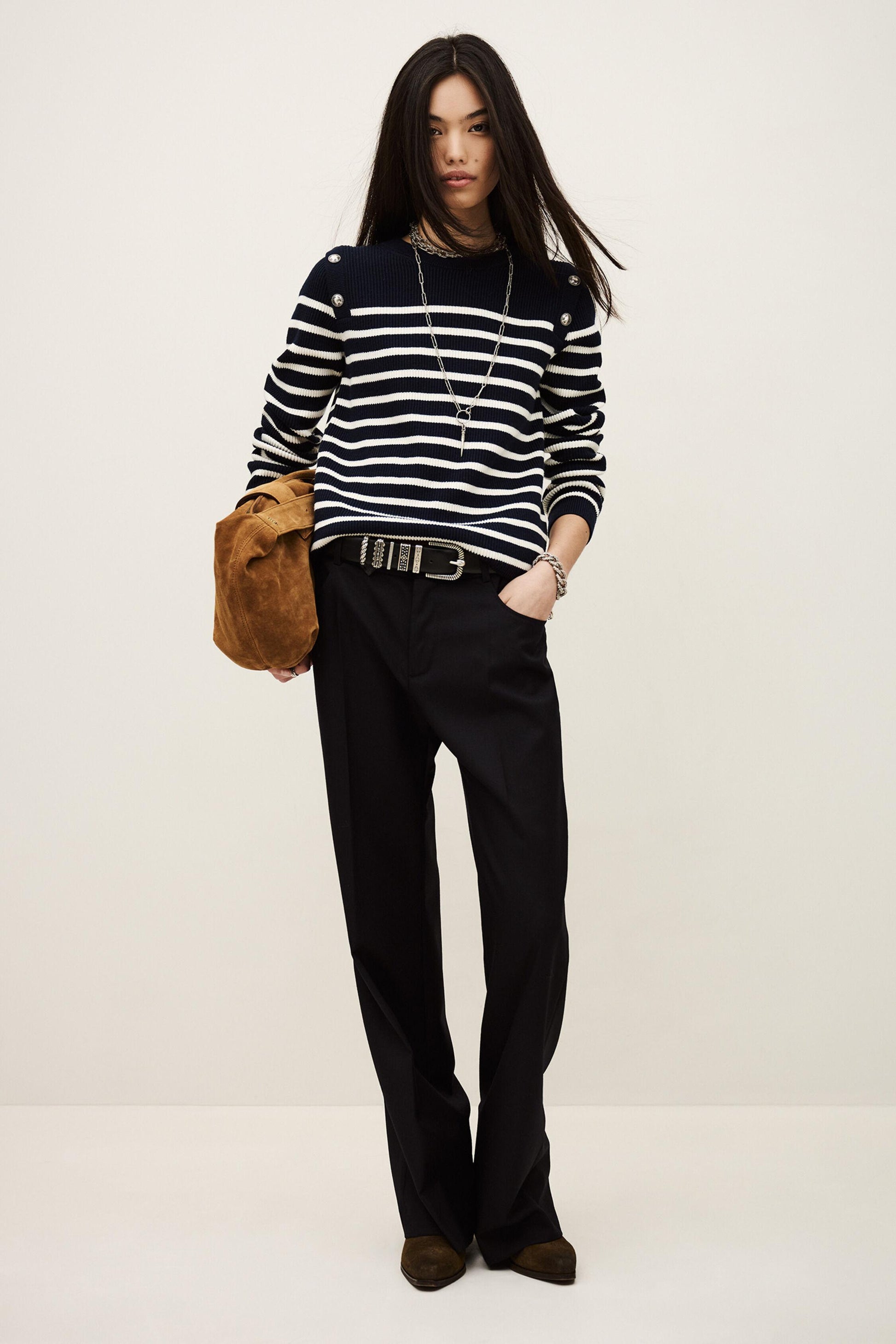 ba&sh Bootcut Wool Pants Nives Blue