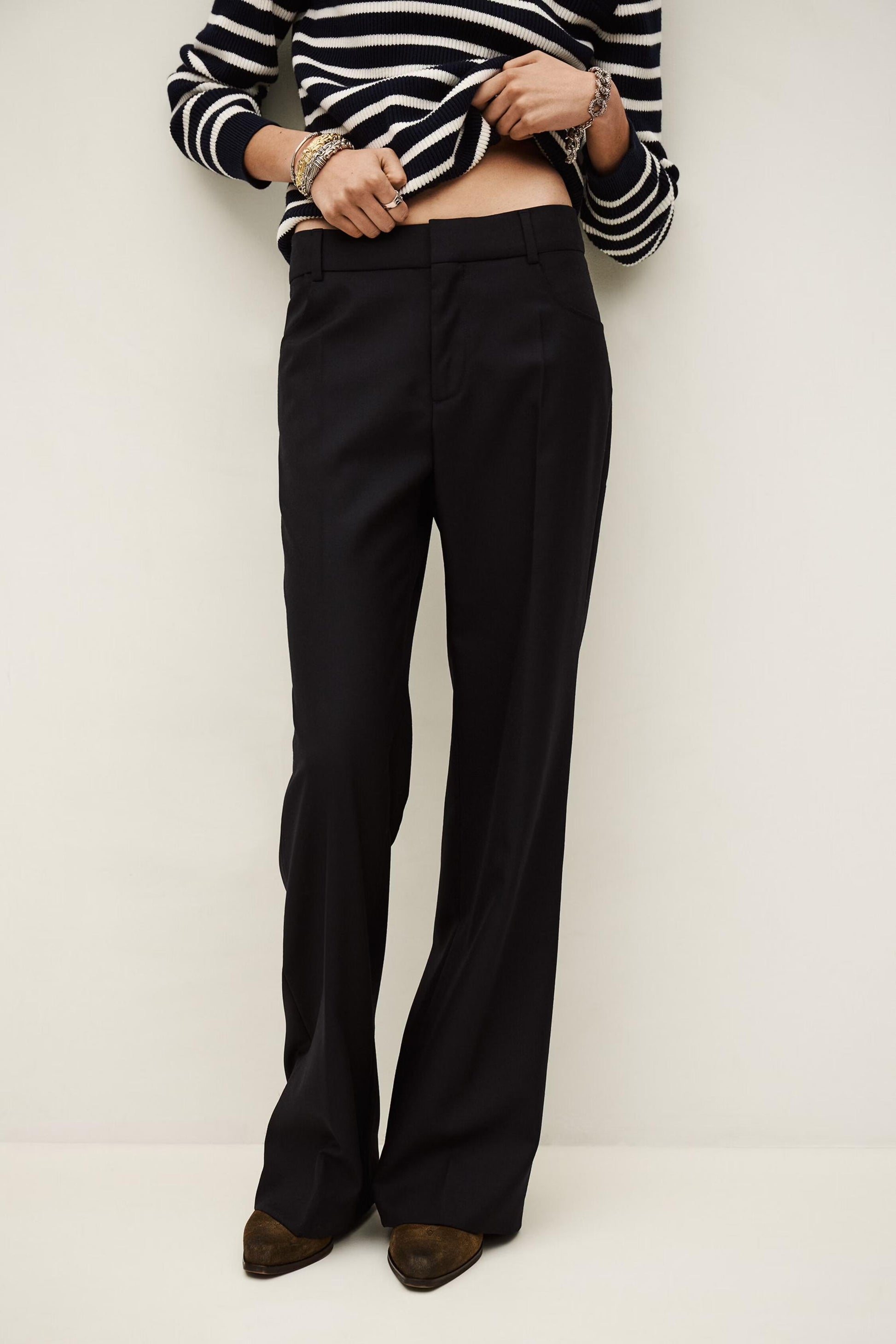 ba&sh Bootcut Wool Pants Nives Blue