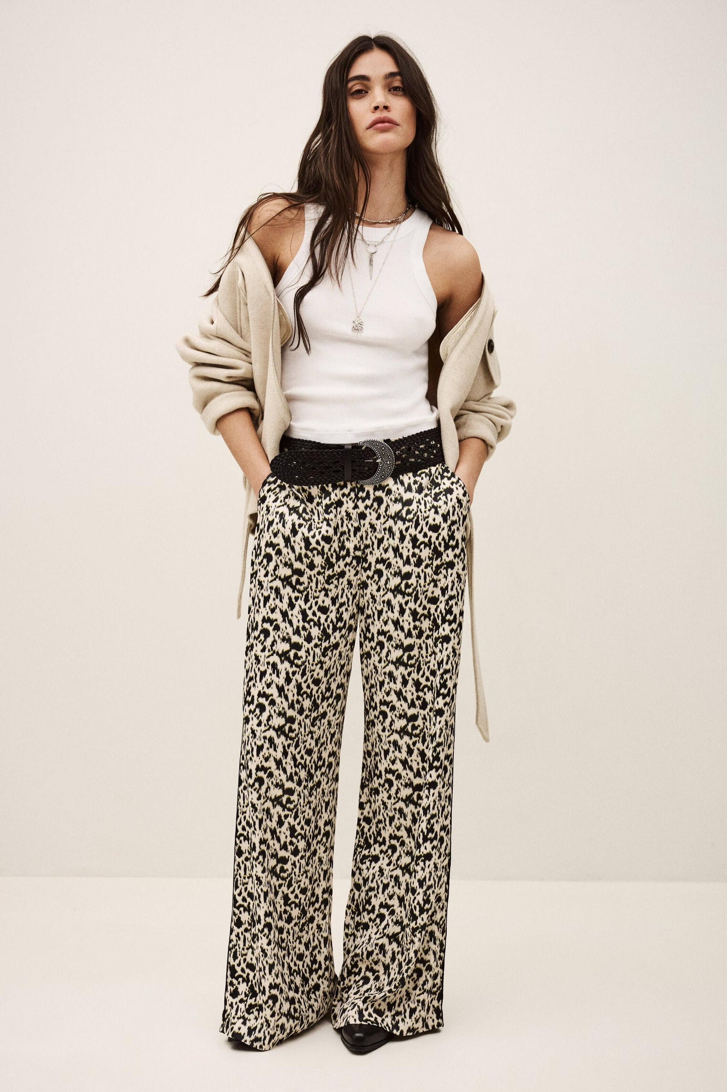 ba&sh Loose-Fit Patterned Pants Plyde Off-White