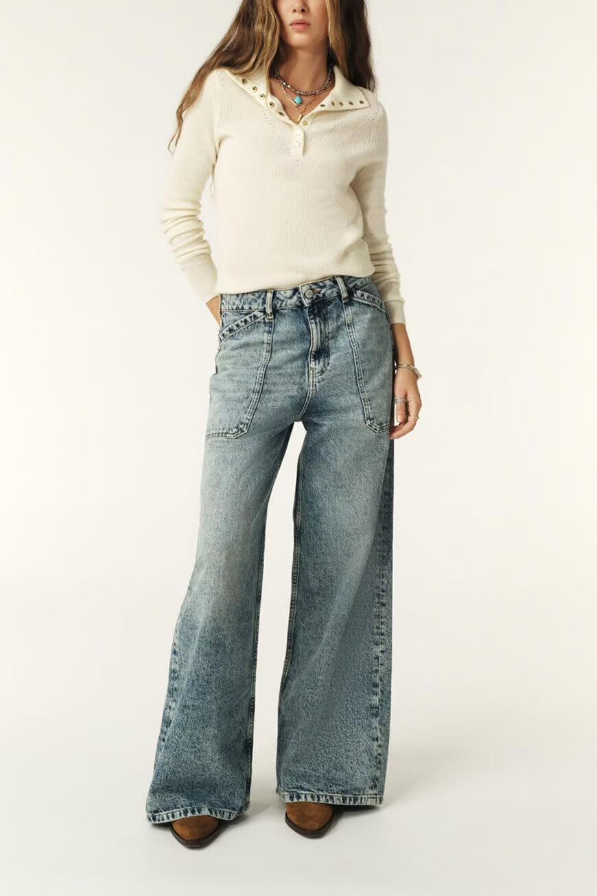 ba&sh Wide-Leg Blue Jeans Mellou Blue