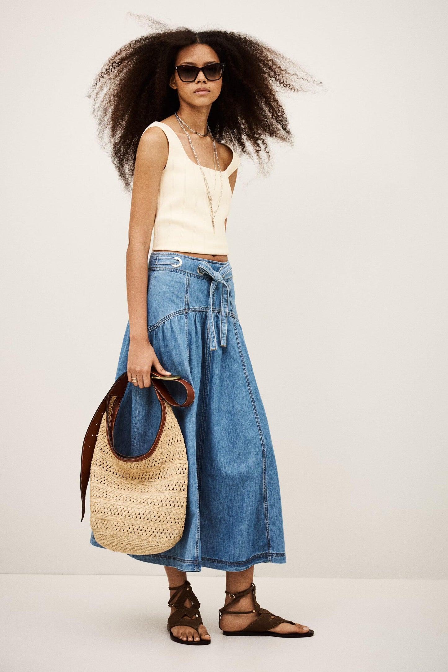 ba&sh Midi Skirt Lonia Blue