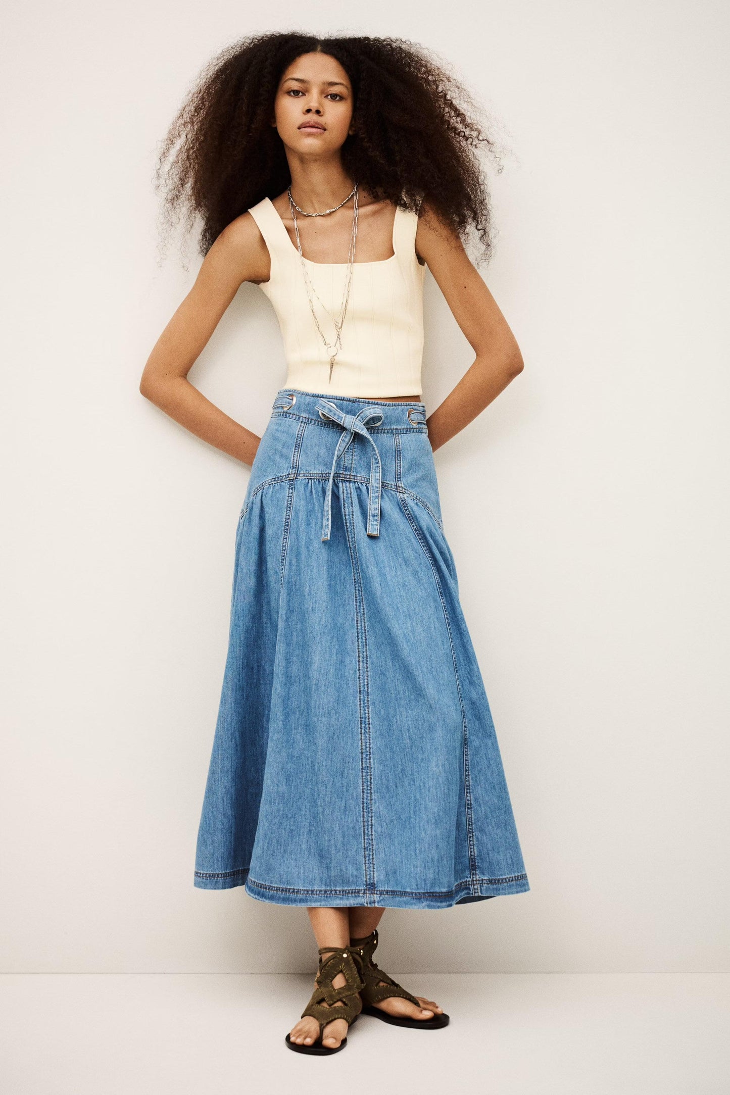 ba&sh Midi Skirt Lonia Blue