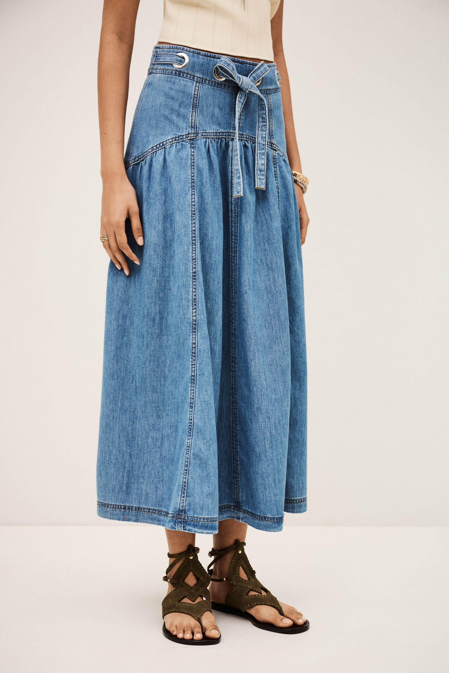 ba&sh Midi Skirt Lonia Blue