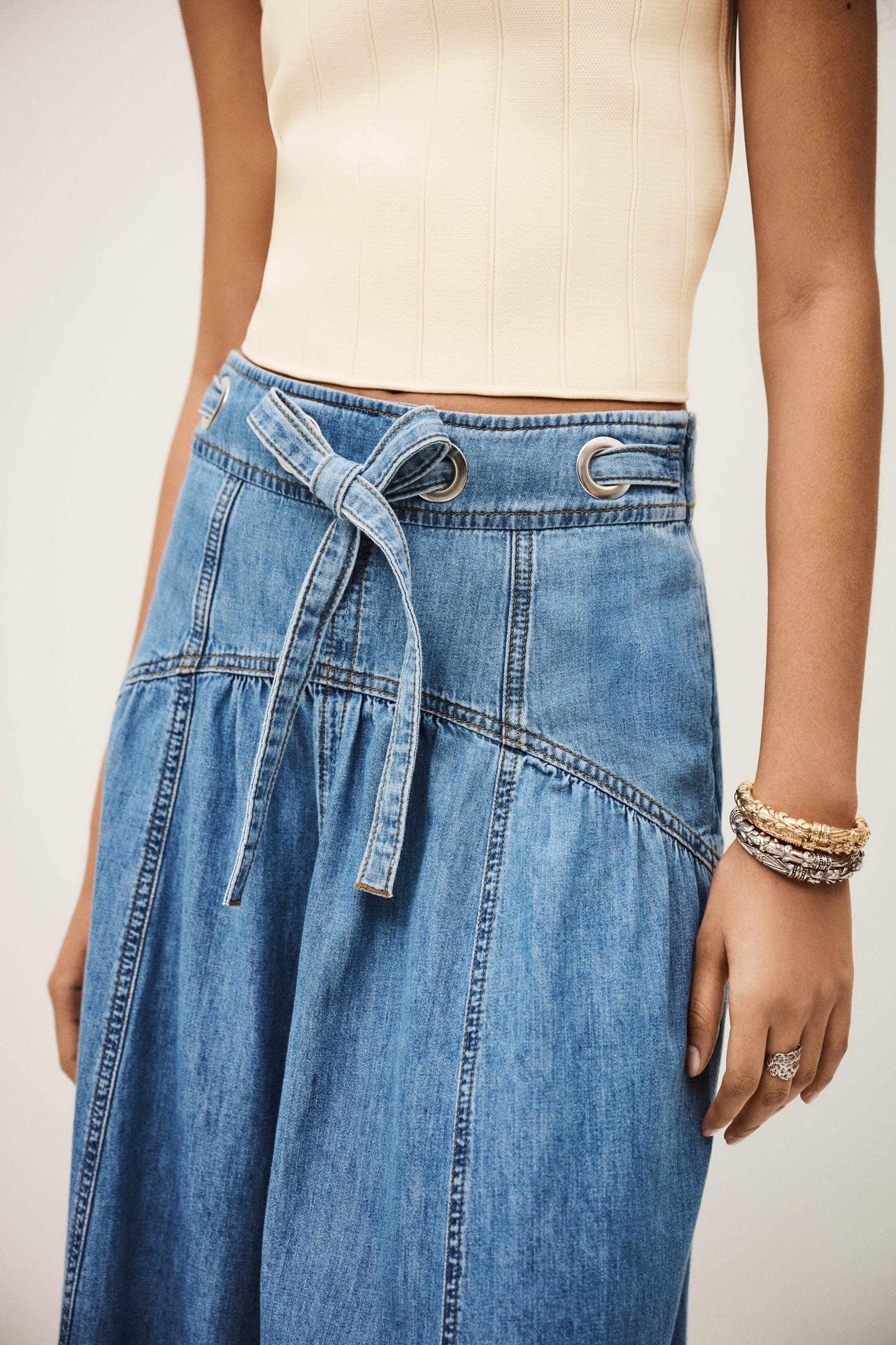 ba&sh Midi Skirt Lonia Blue