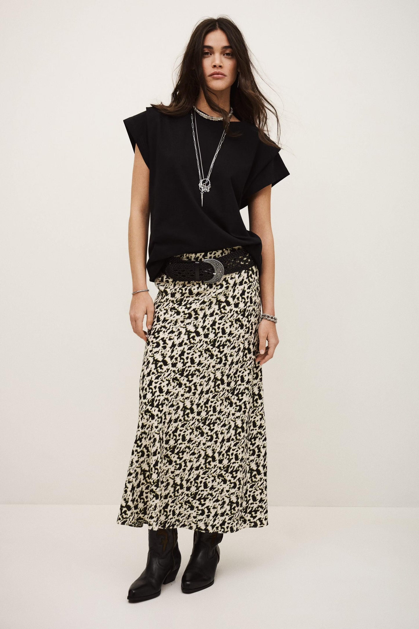 ba&sh Asymmetrical Midi Skirt Paena Off-White