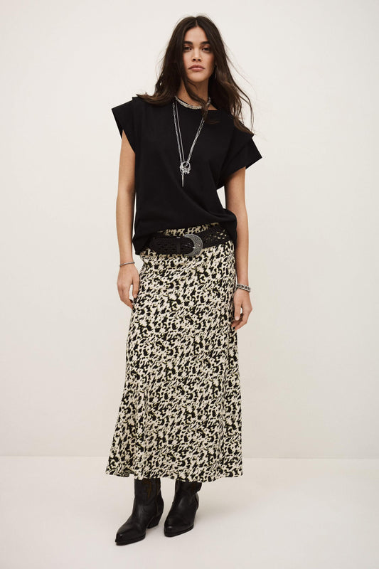 ba&sh Asymmetrical Midi Skirt Paena Off-White