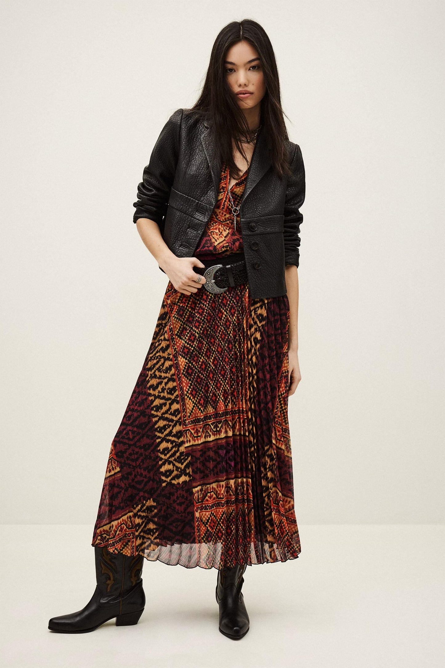 ba&sh Patterned Midi Skirt Olgia Red