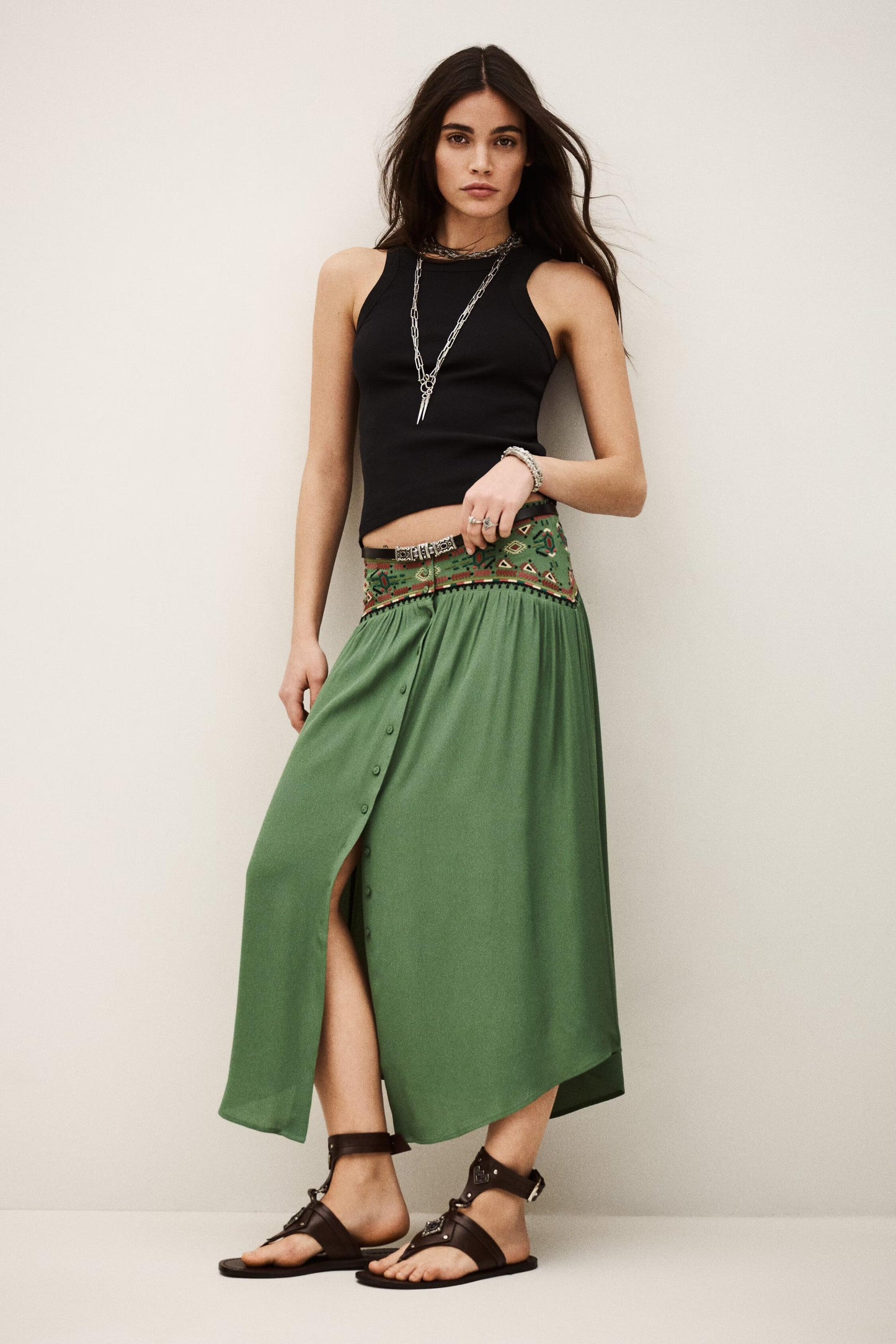 ba&sh Skirt Tilana Green