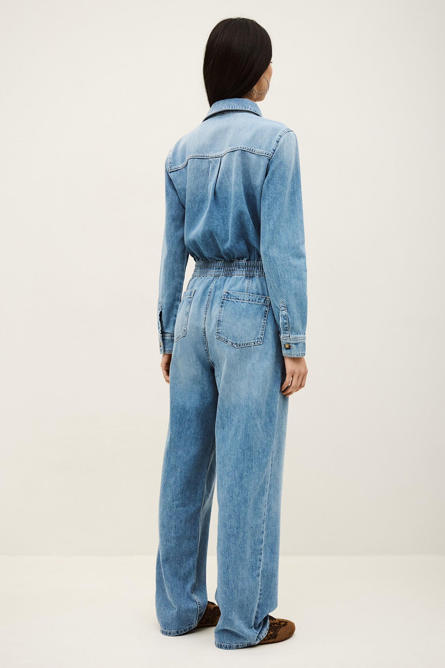 ba&sh Denim Cargo Jumpsuit Myrella Blue