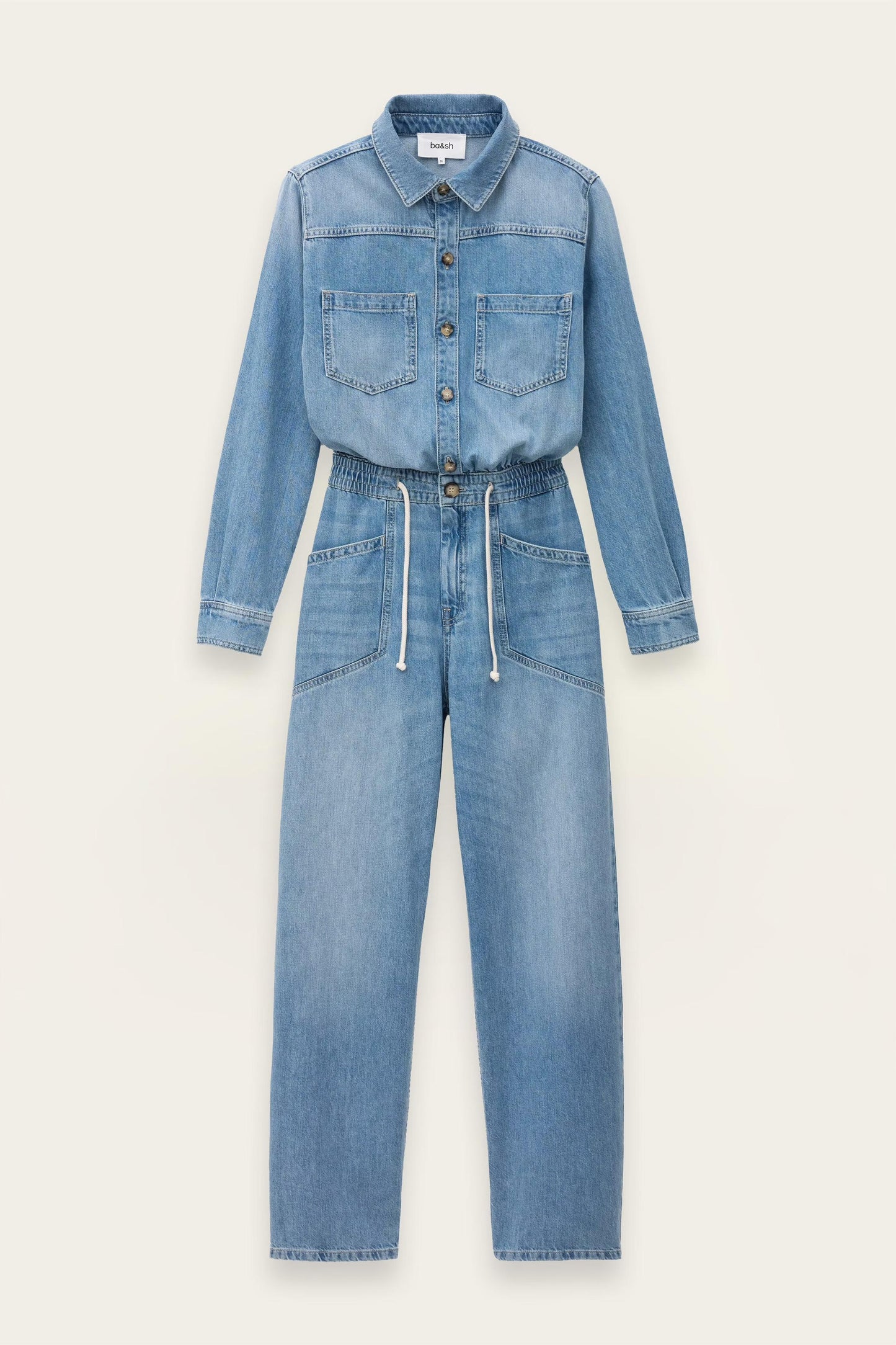ba&sh Denim Cargo Jumpsuit Myrella Blue