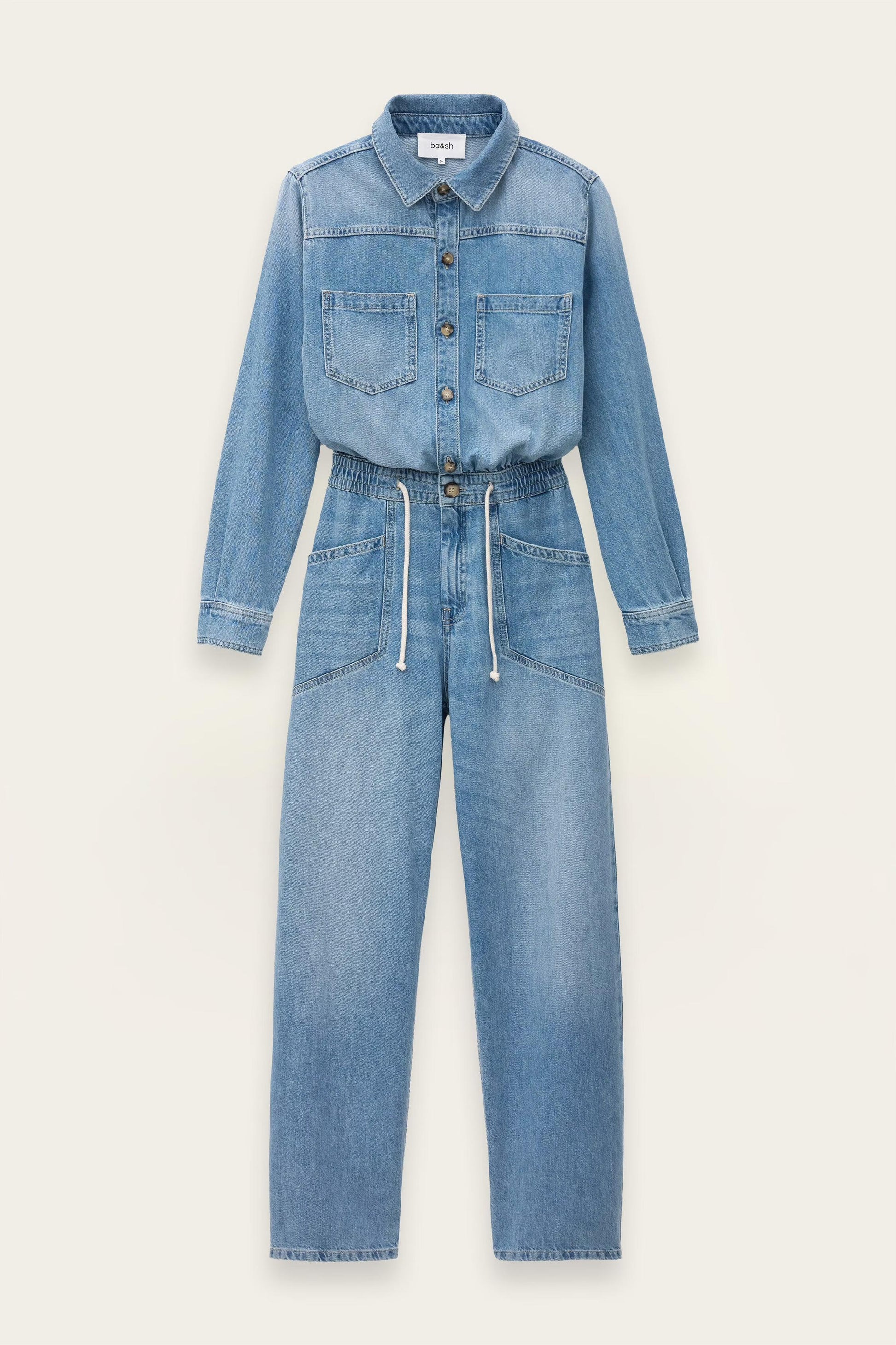 ba&sh Denim Cargo Jumpsuit Myrella Blue