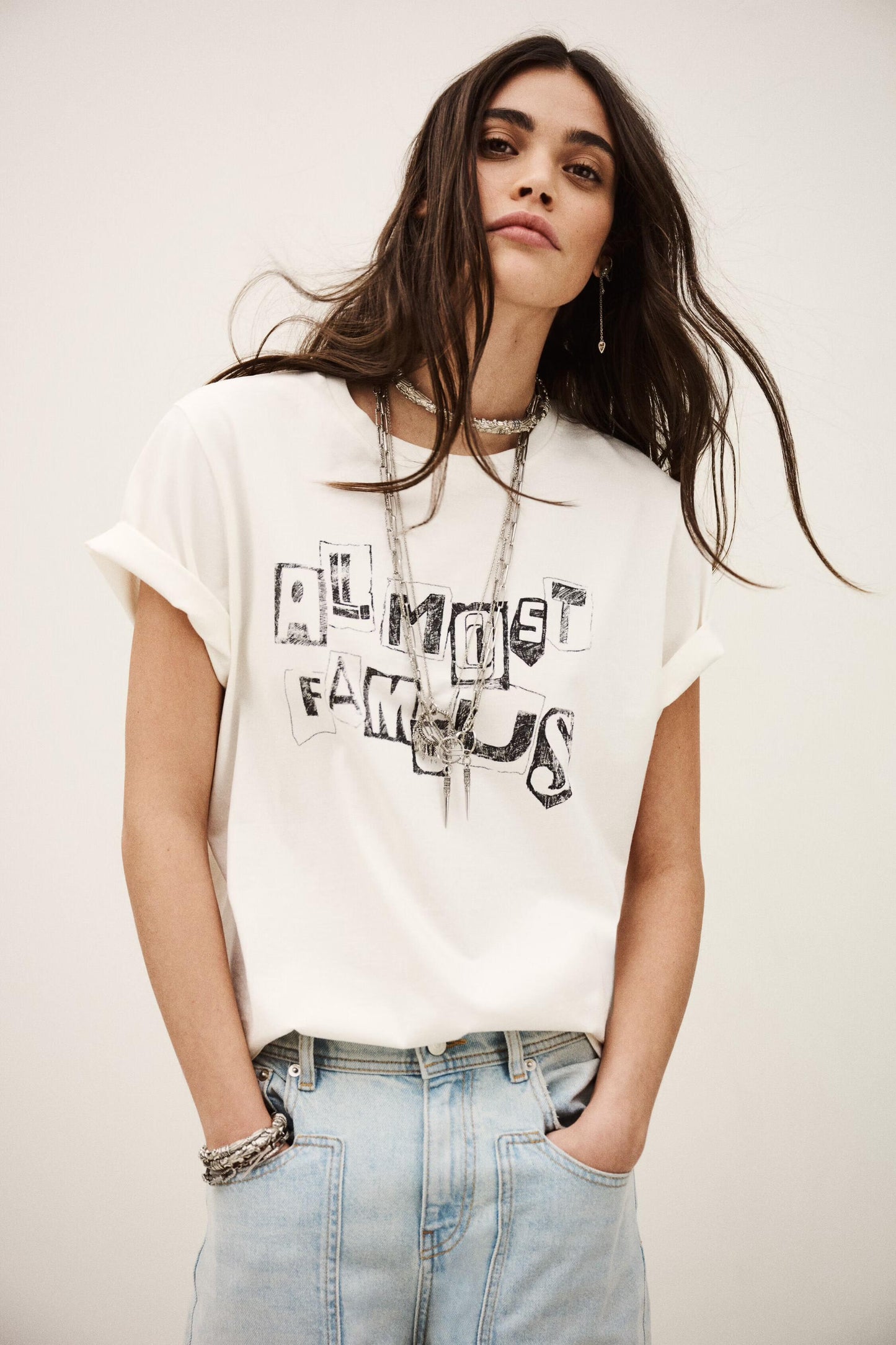 ba&sh Round-Neck T-Shirt Ralfa Off-White