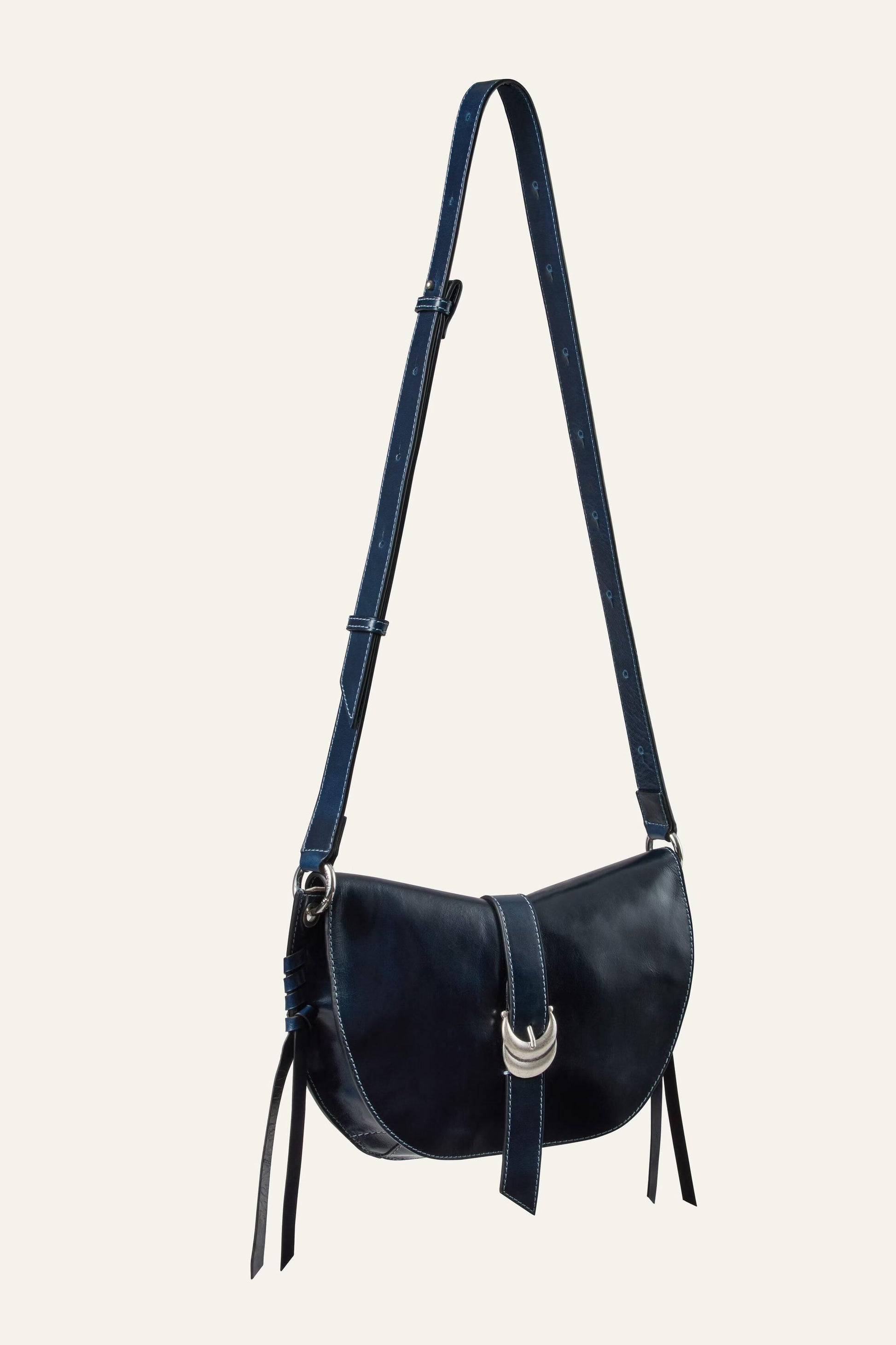 ba&sh Leather Saddle Bag Youyou Blue