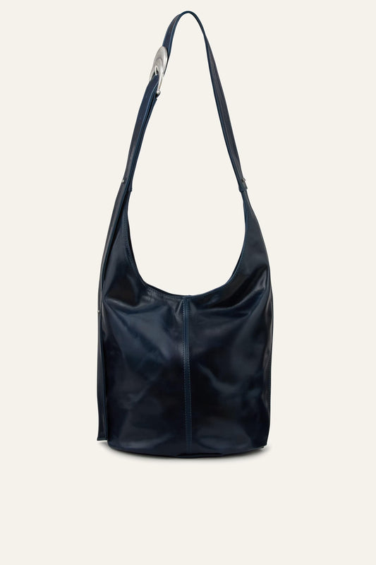 ba&sh Leather Bucket Bag Youyou Blue