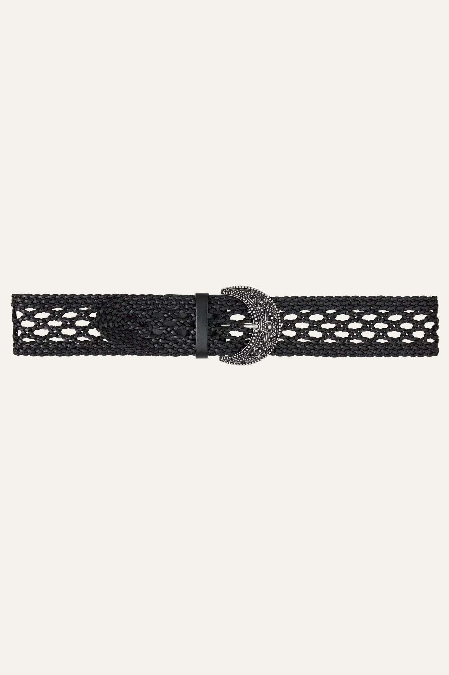 ba&sh Braided Leather Belt Balmy Black