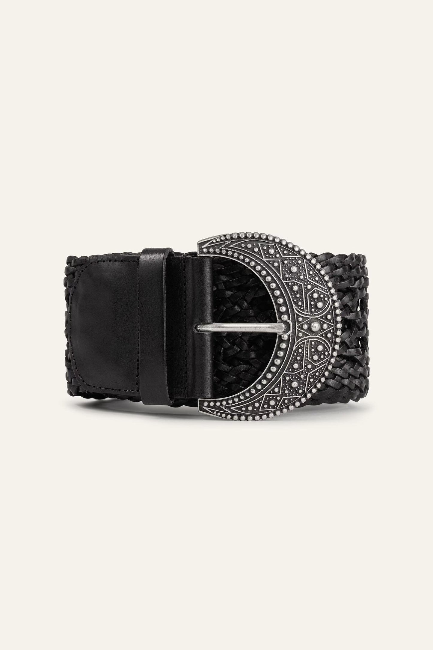 ba&sh Braided Leather Belt Balmy Black