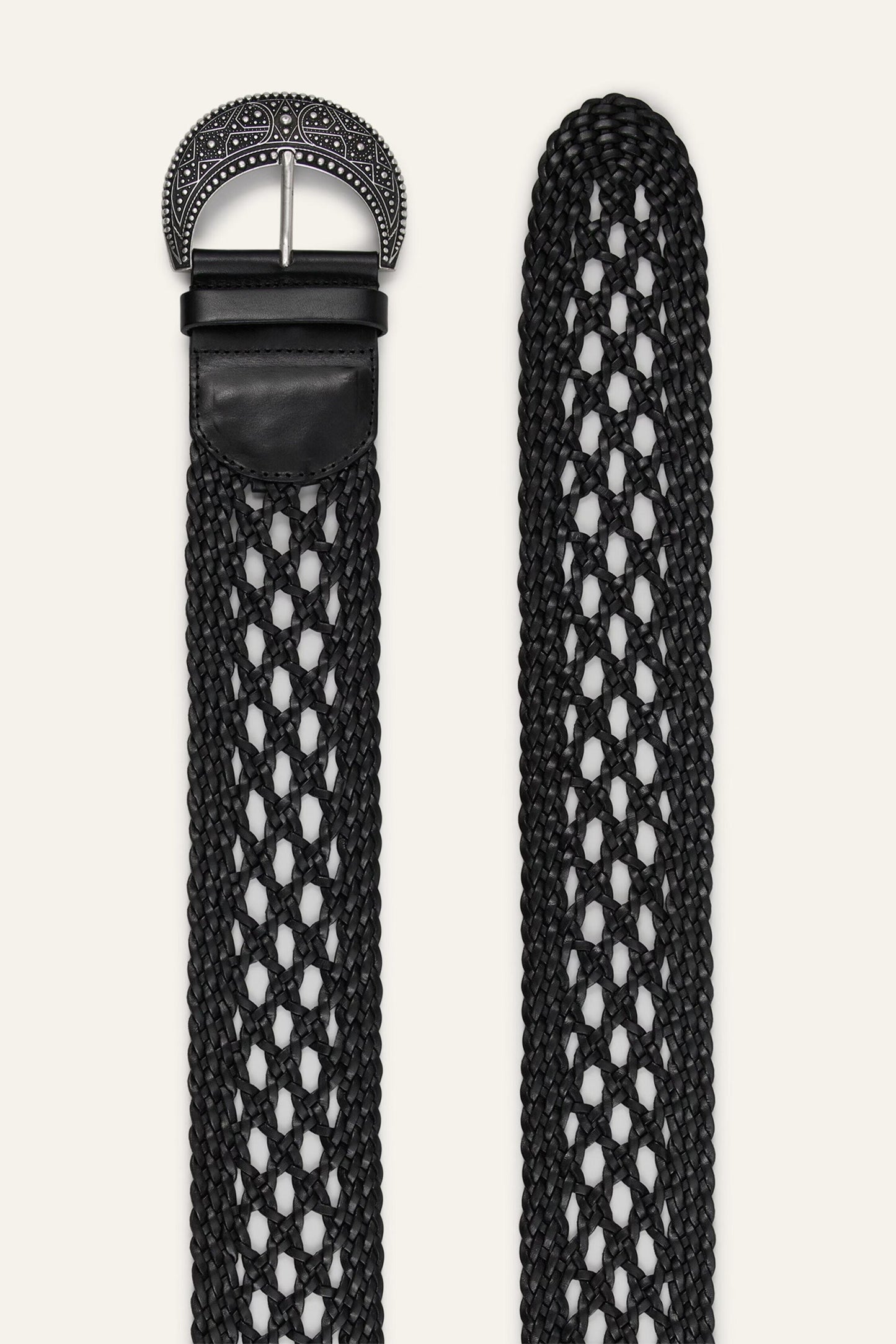 ba&sh Braided Leather Belt Balmy Black