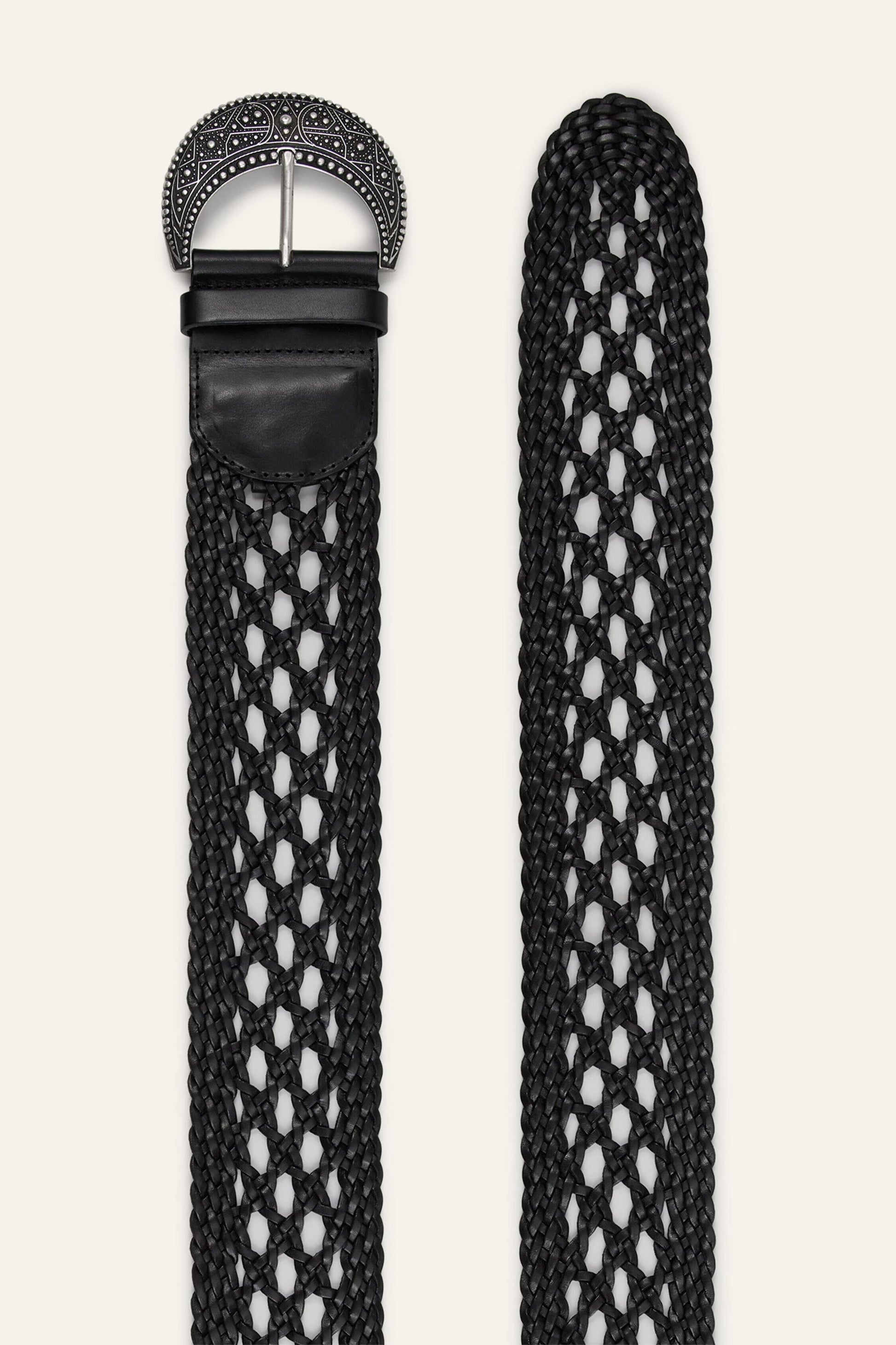 ba&sh Braided Leather Belt Balmy Black