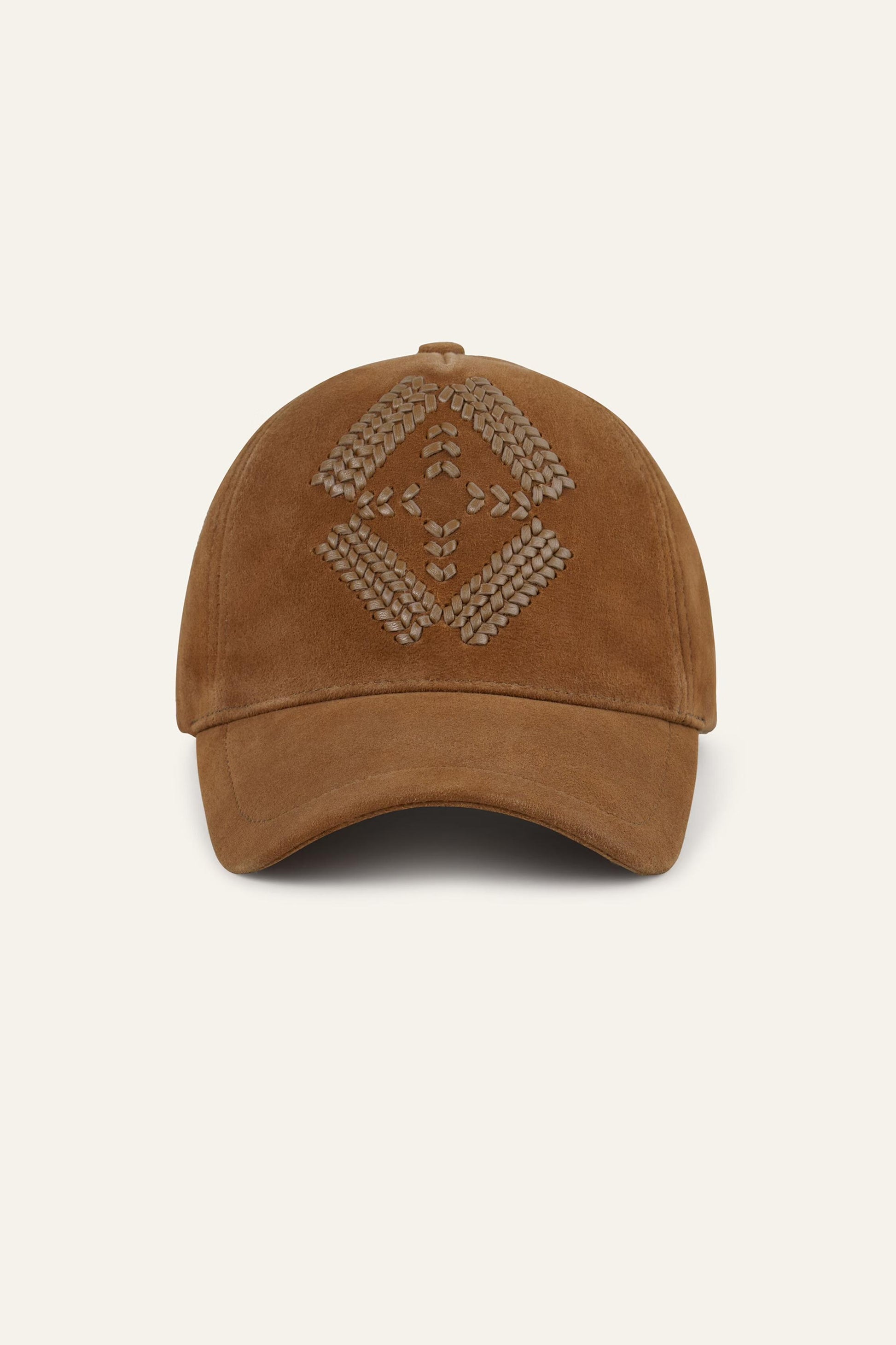 ba&sh Leather Baseball Cap Harsha Brown