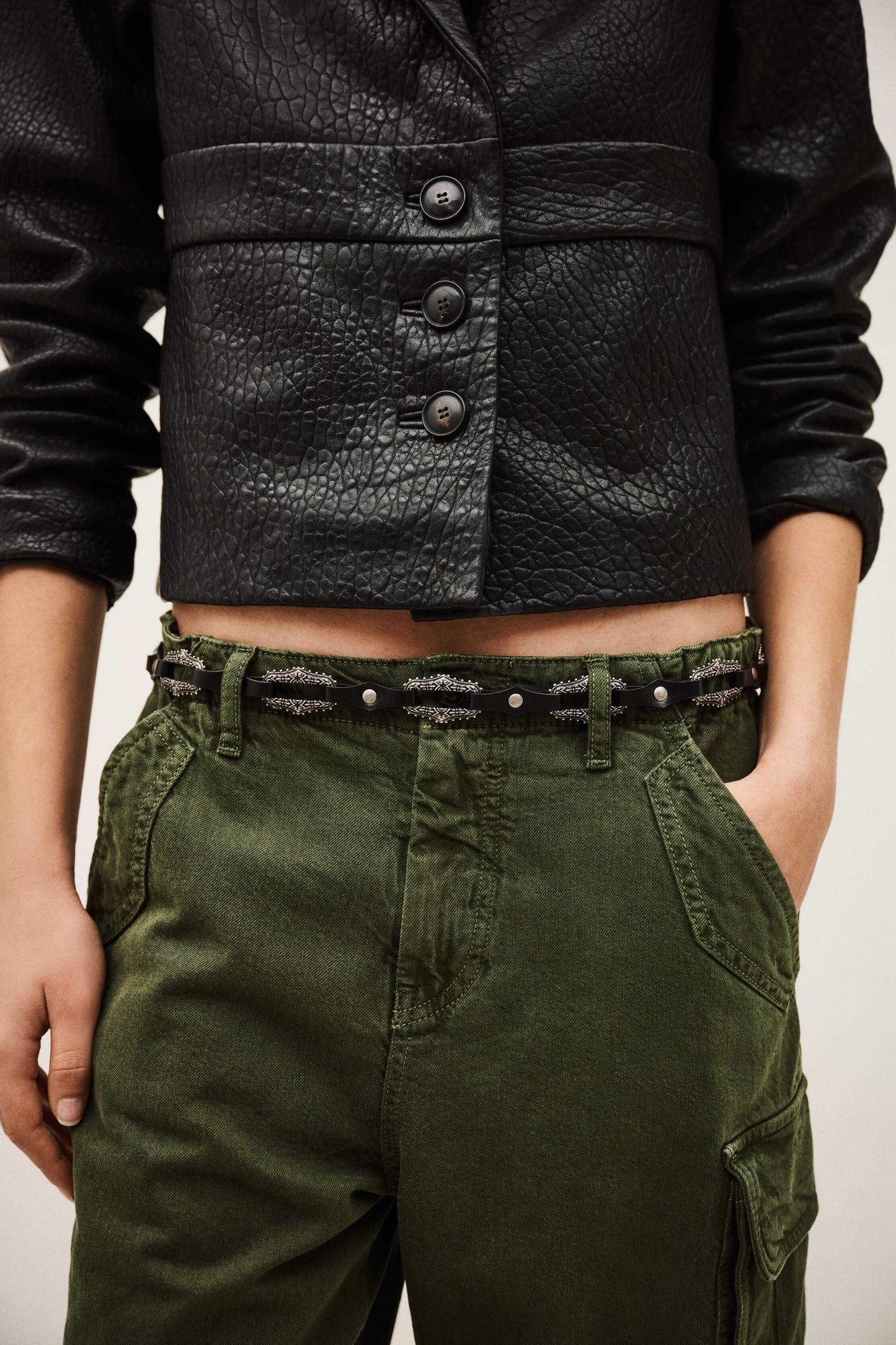 ba&sh Leather Statement Belt Baptiste Black