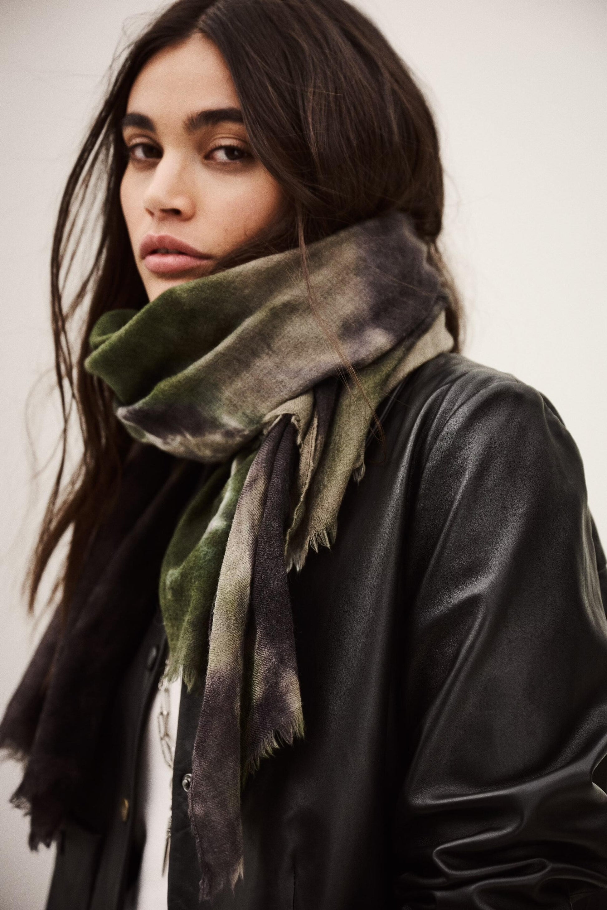 ba&sh Wool And Silk Scarf Sofia Green