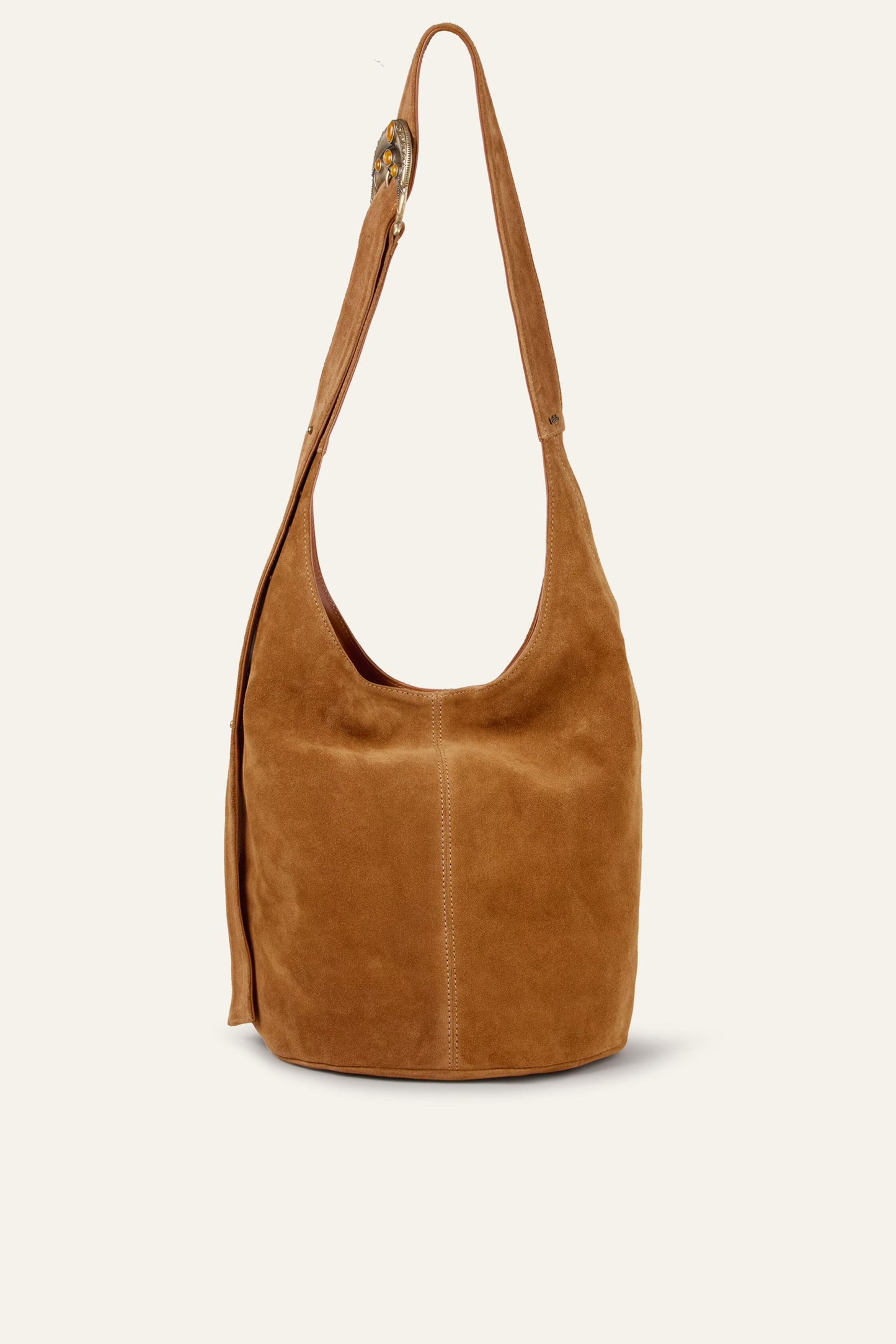 ba&sh Leather Bucket Bag Youyou Brown
