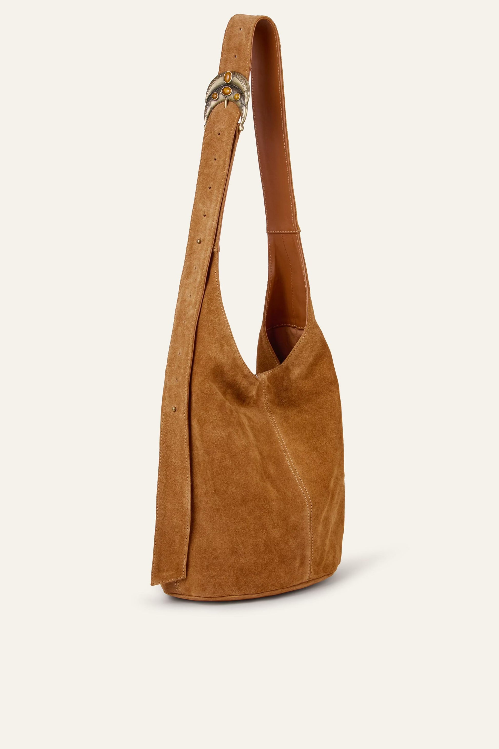 ba&sh Leather Bucket Bag Youyou Brown