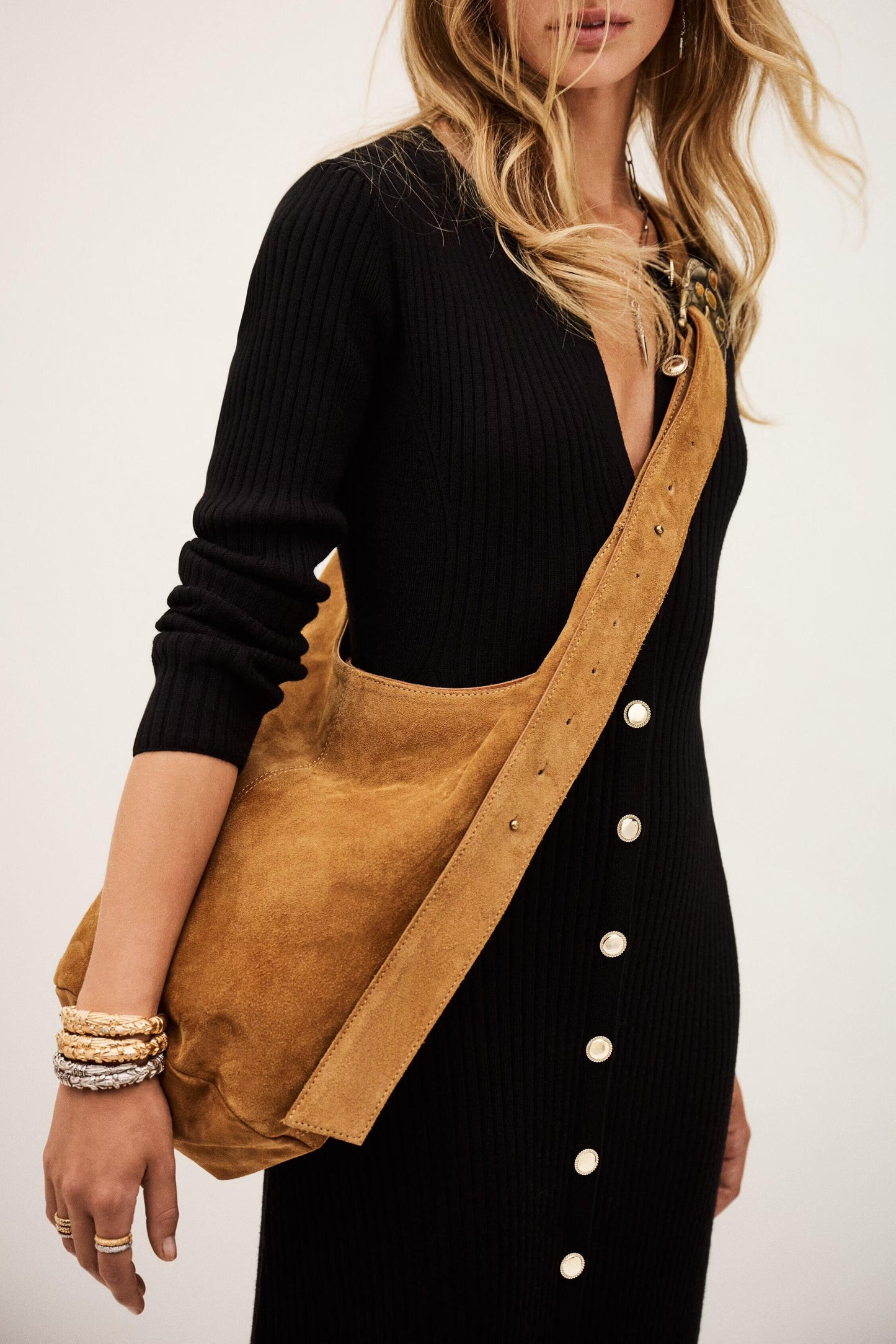 ba&sh Leather Bucket Bag Youyou Brown