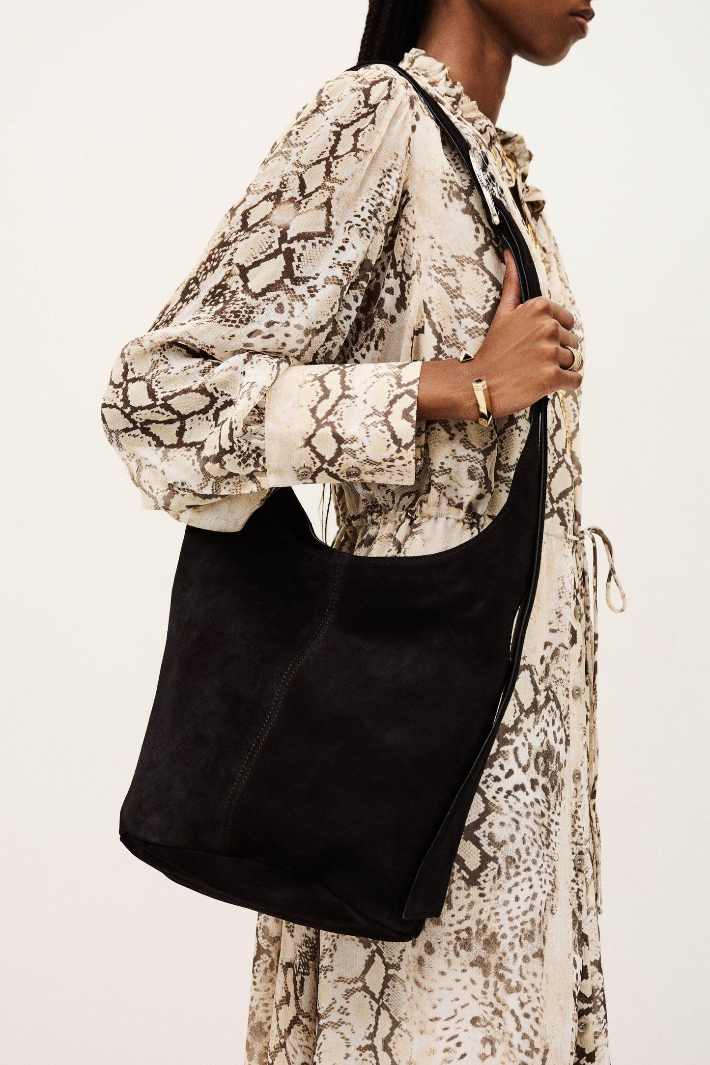 ba&sh Leather Bucket Bag Youyou Black
